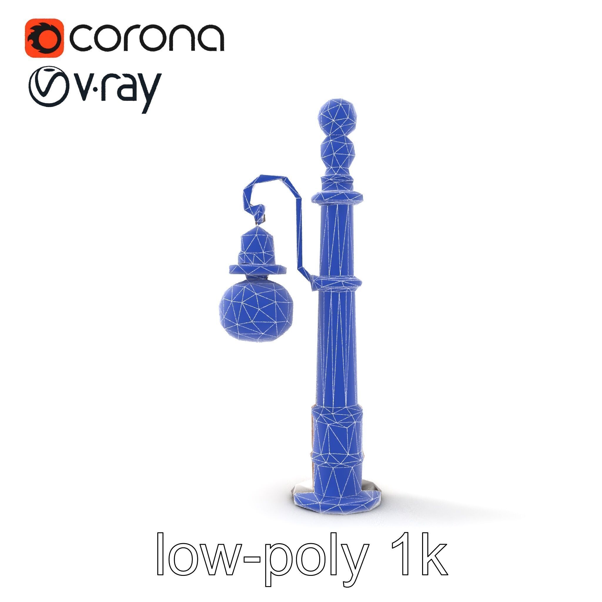 Early 20th-Century Lamppost Wooden Pillar Model Pack Low-poly 3D model_54
