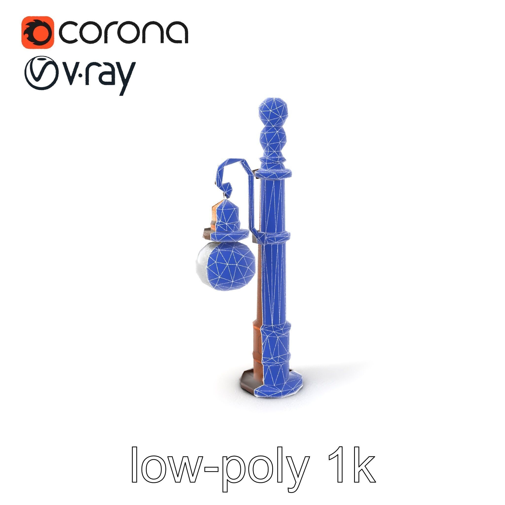 Early 20th-Century Lamppost Wooden Pillar Model Pack Low-poly 3D model_38