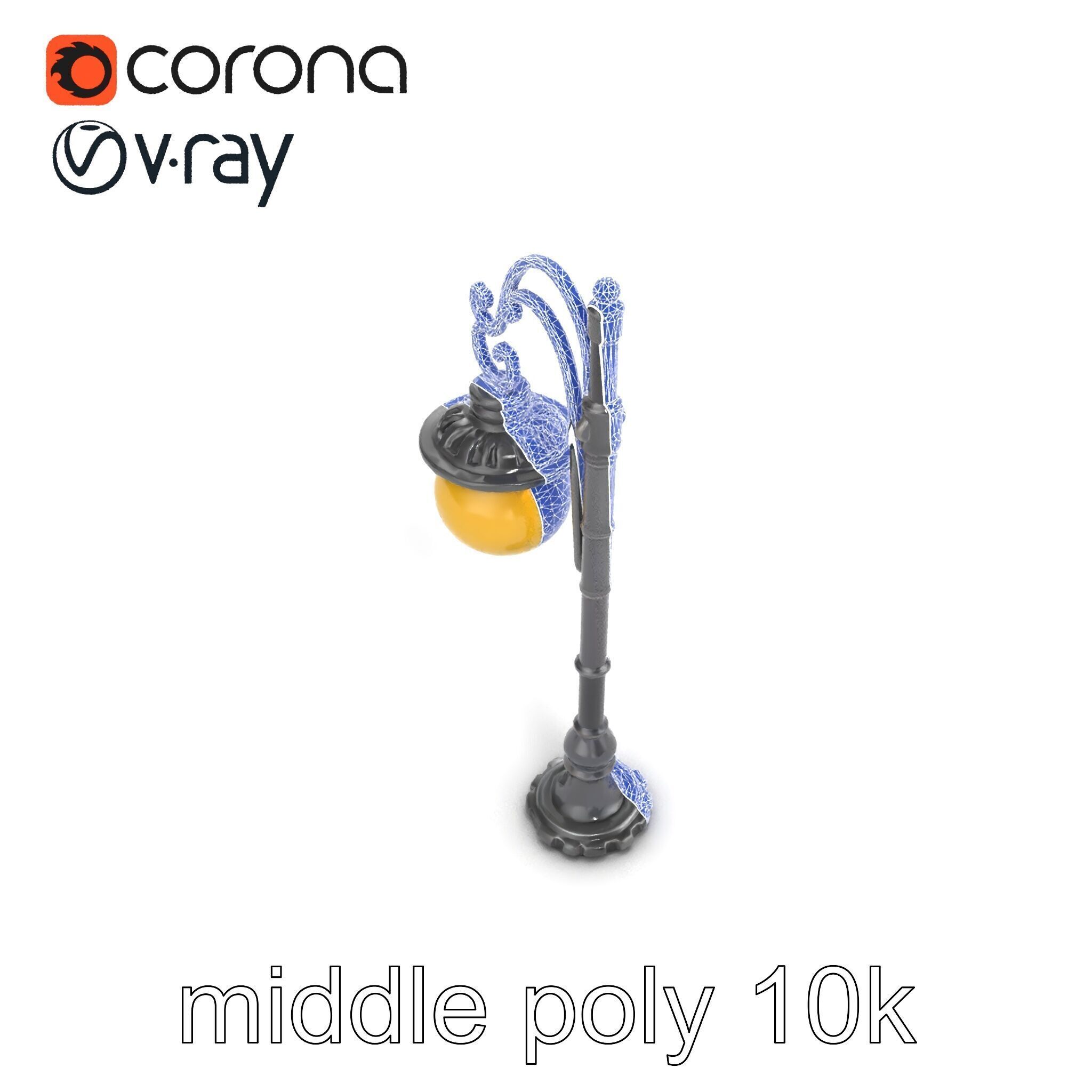 Early 20th-Century Lamppost Wooden Pillar Model Pack Low-poly 3D model_30