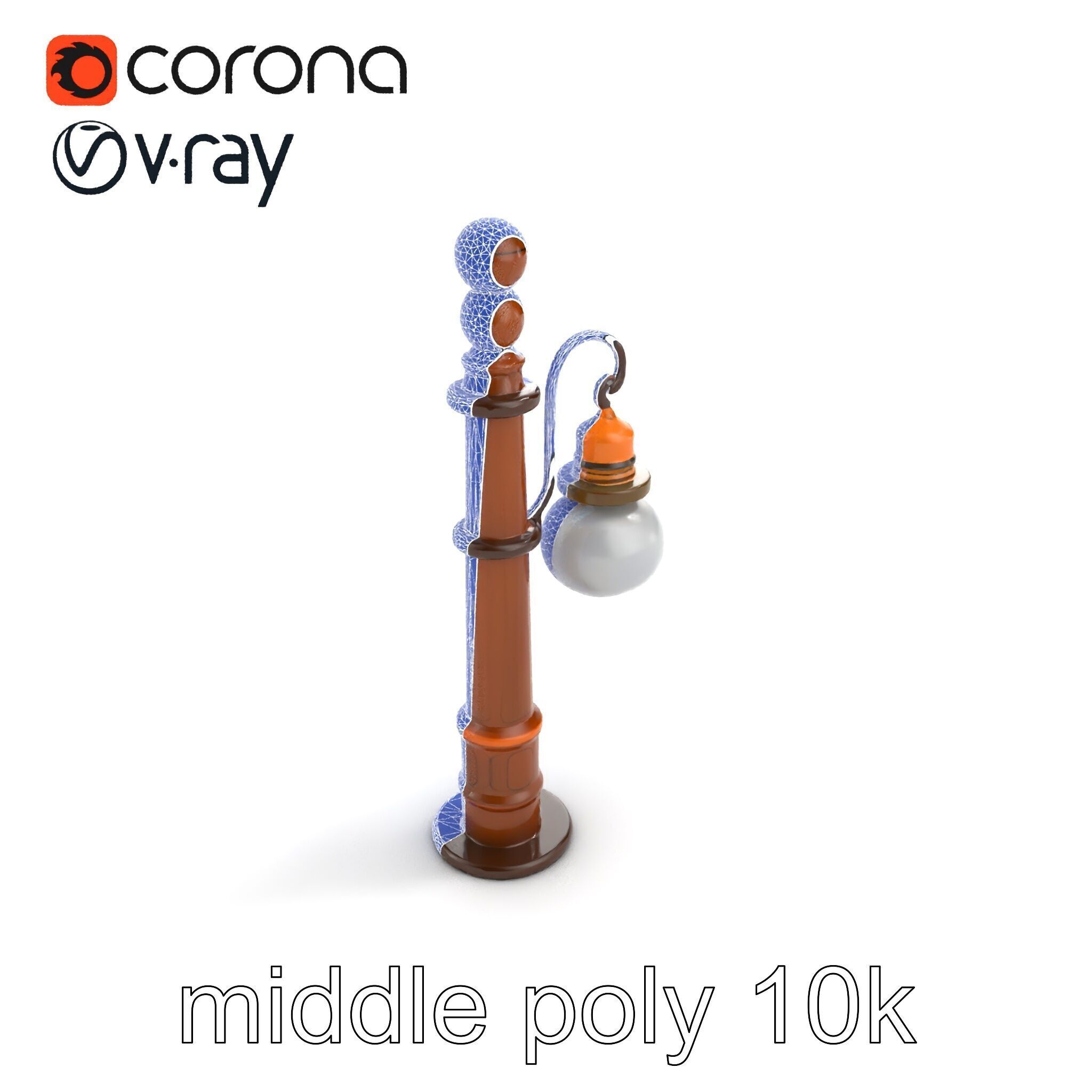Early 20th-Century Lamppost Wooden Pillar Model Pack Low-poly 3D model_51