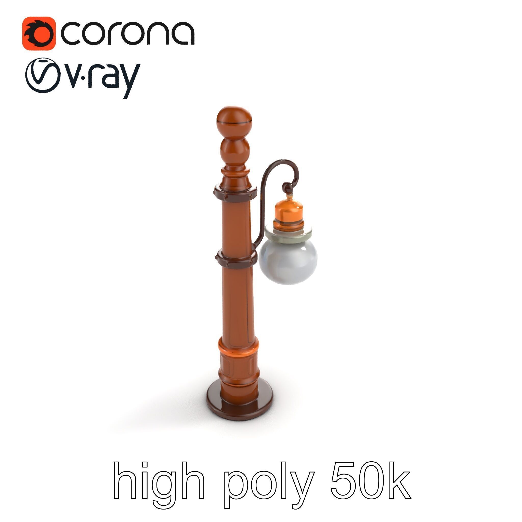Early 20th-Century Lamppost Wooden Pillar Model Pack Low-poly 3D model_42