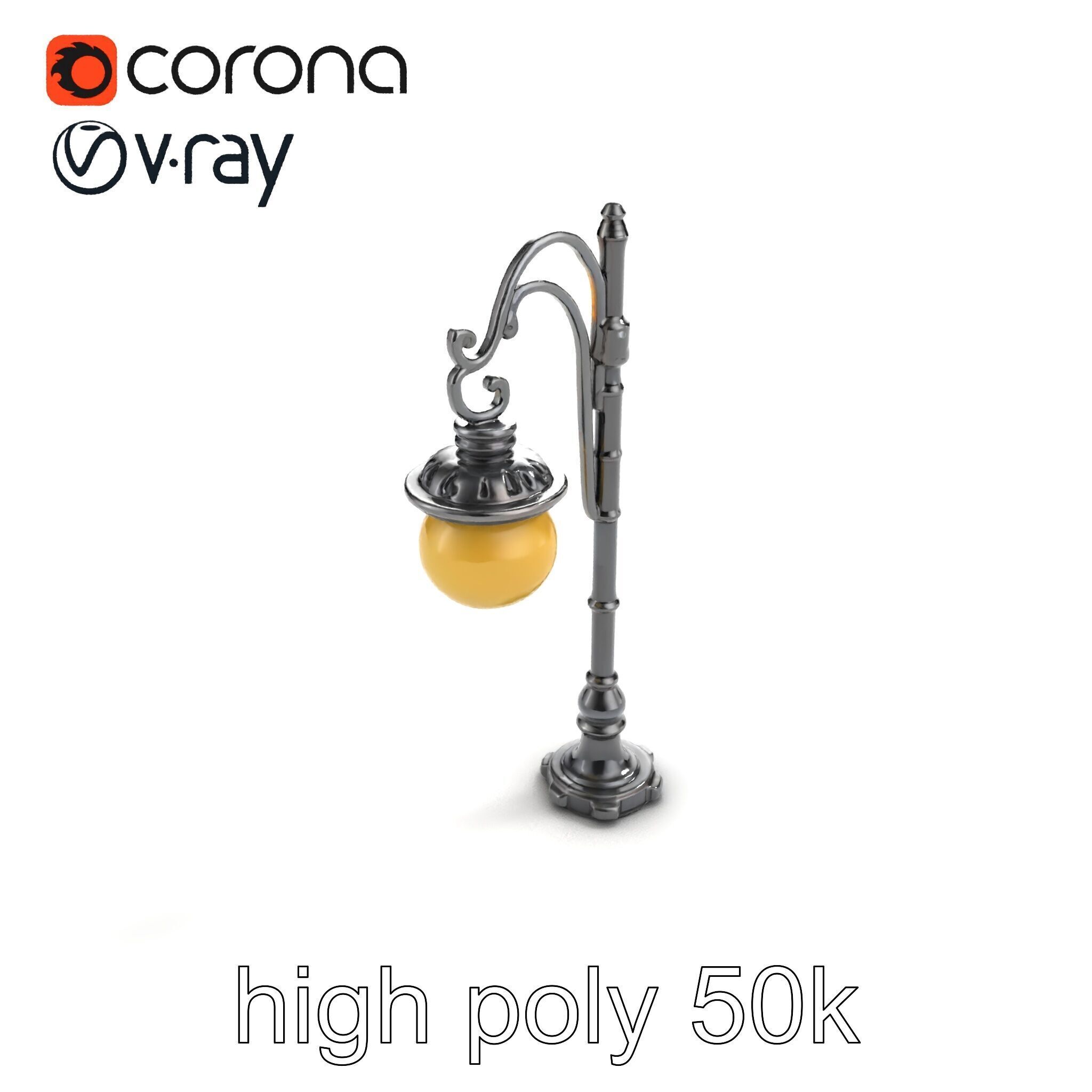 Early 20th-Century Lamppost Wooden Pillar Model Pack Low-poly 3D model_10