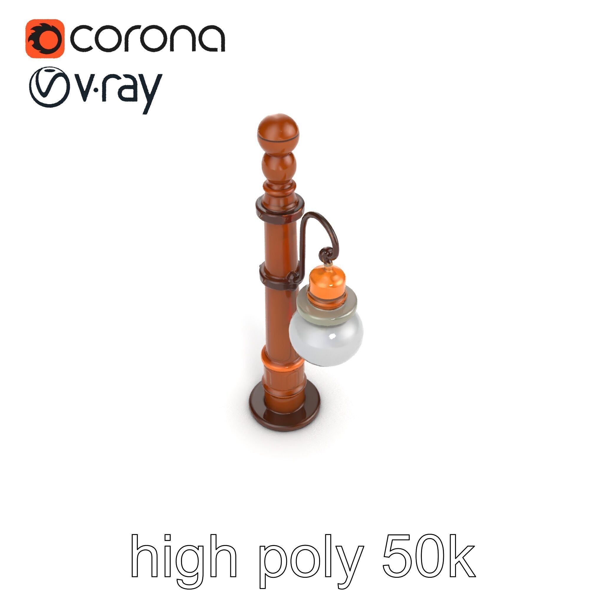 Early 20th-Century Lamppost Wooden Pillar Model Pack Low-poly 3D model_57