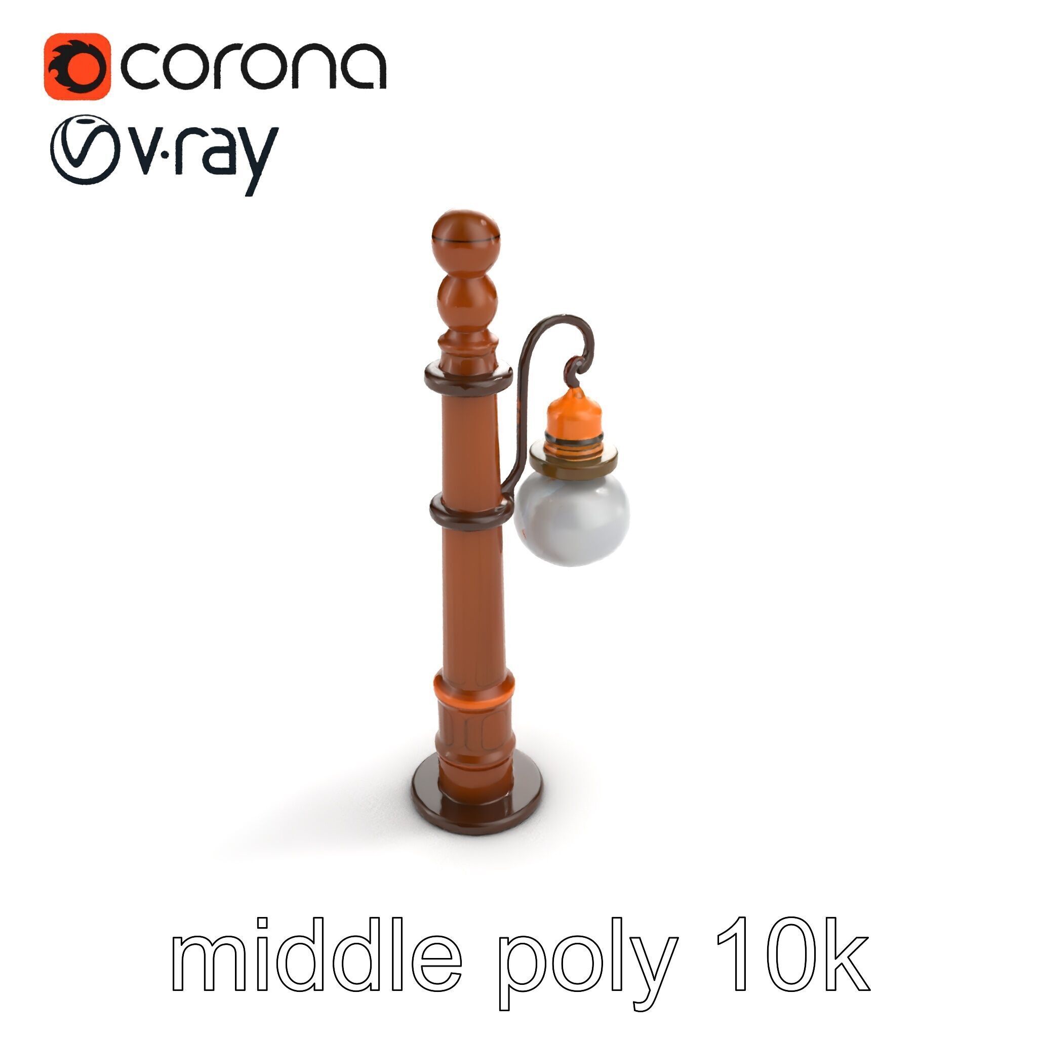 Early 20th-Century Lamppost Wooden Pillar Model Pack Low-poly 3D model_39