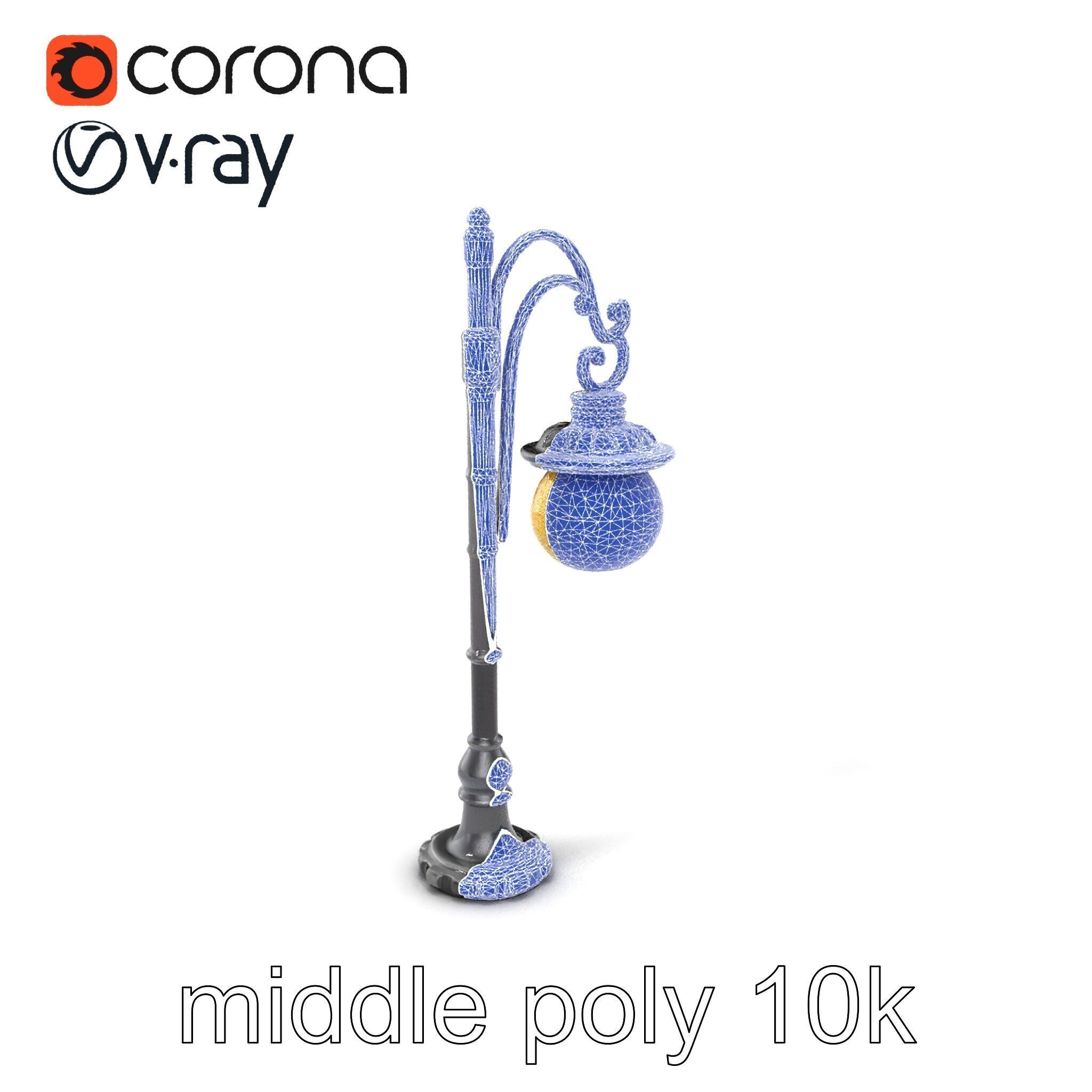 Early 20th-Century Lamppost Wooden Pillar Model Pack Low-poly 3D model_6