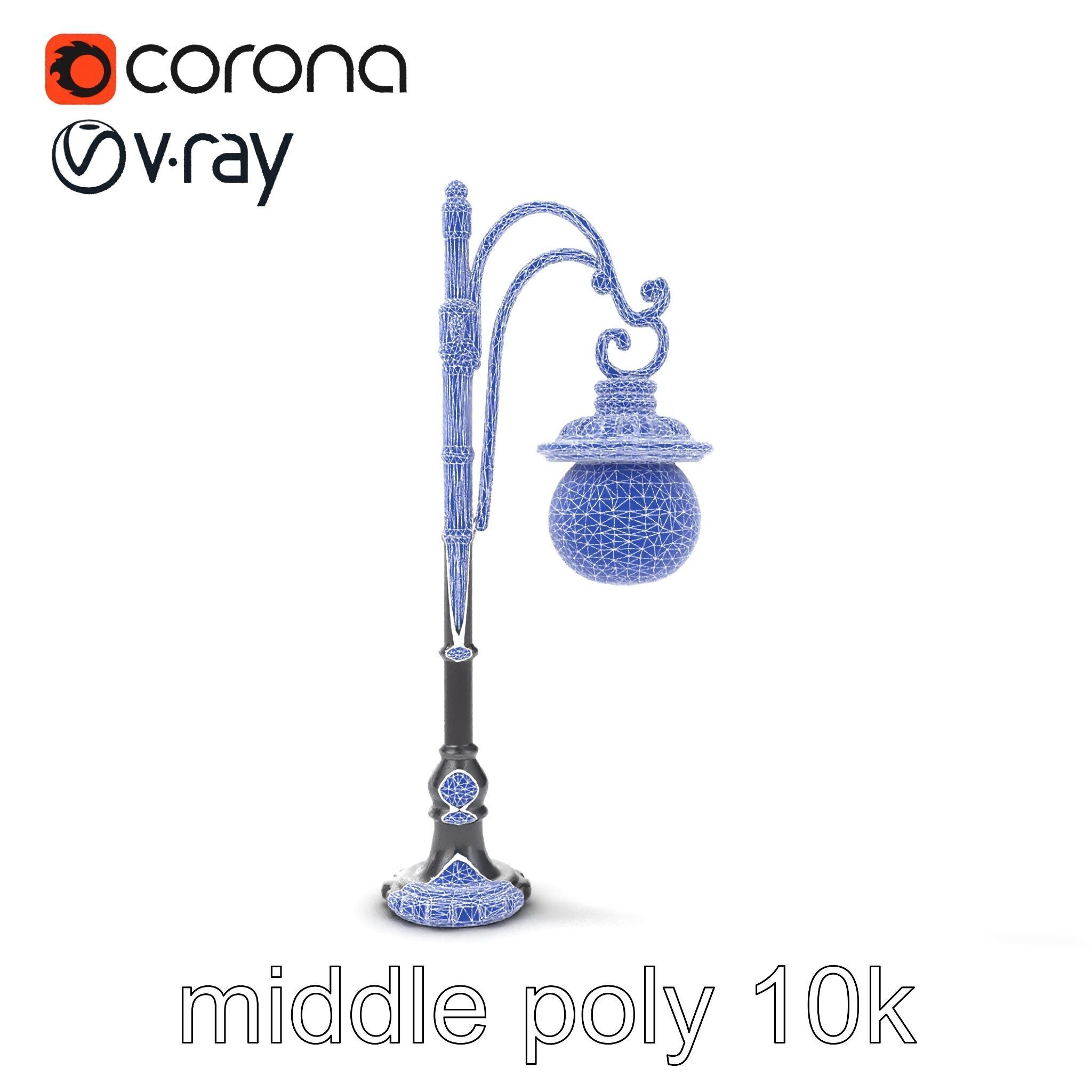 Early 20th-Century Lamppost Wooden Pillar Model Pack Low-poly 3D model_29