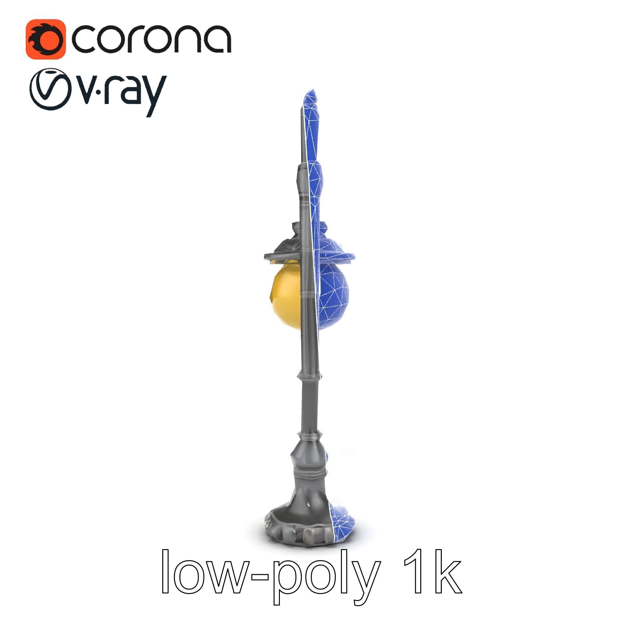 Early 20th-Century Lamppost Wooden Pillar Model Pack Low-poly 3D model_21