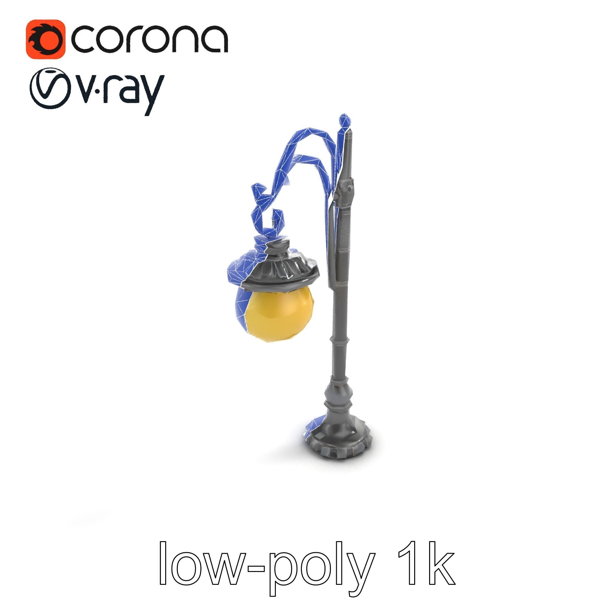 Early 20th-Century Lamppost Wooden Pillar Model Pack Low-poly 3D model_31