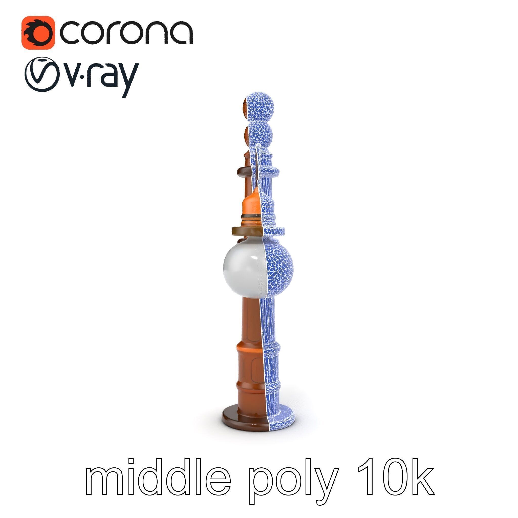 Early 20th-Century Lamppost Wooden Pillar Model Pack Low-poly 3D model_50