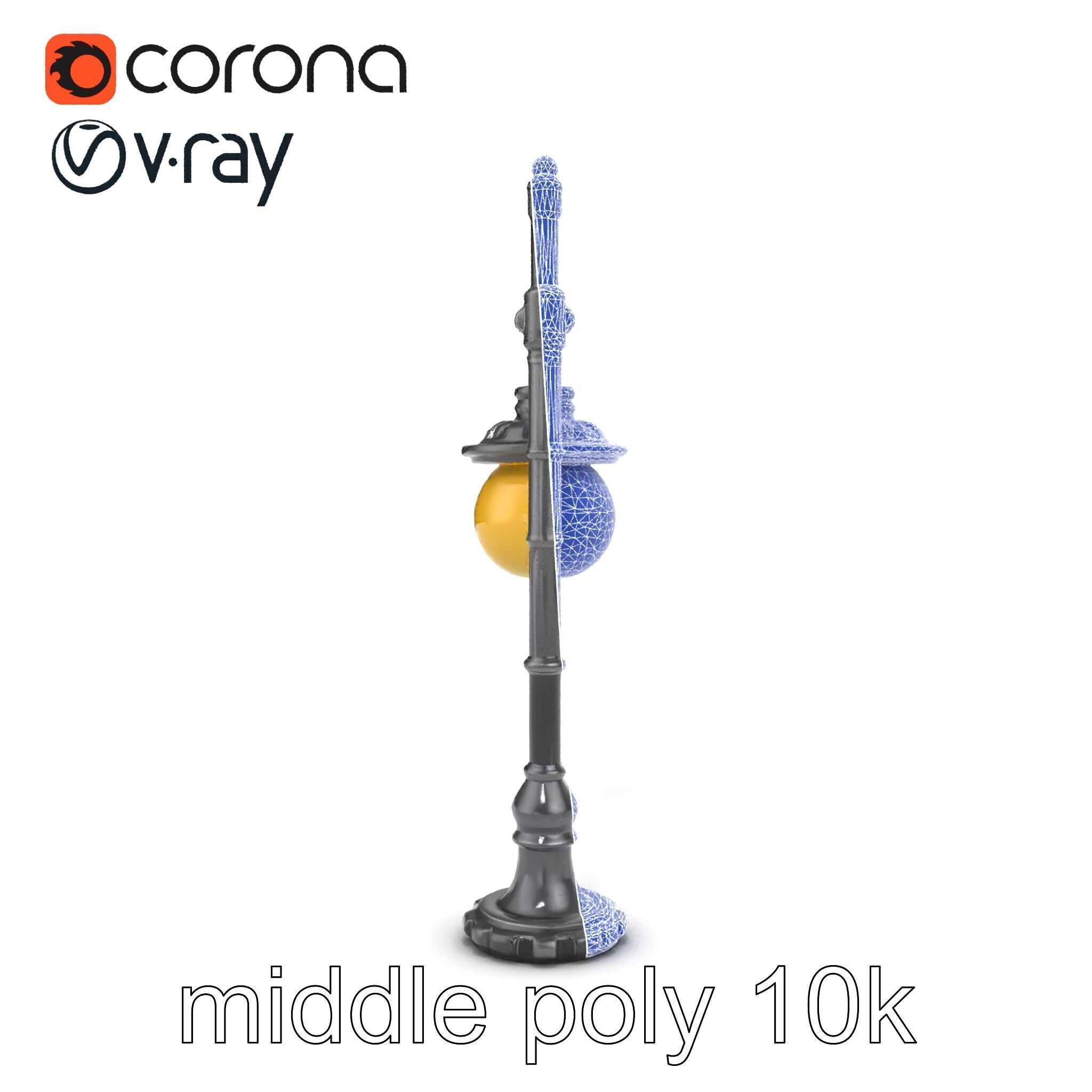 Early 20th-Century Lamppost Wooden Pillar Model Pack Low-poly 3D model_20