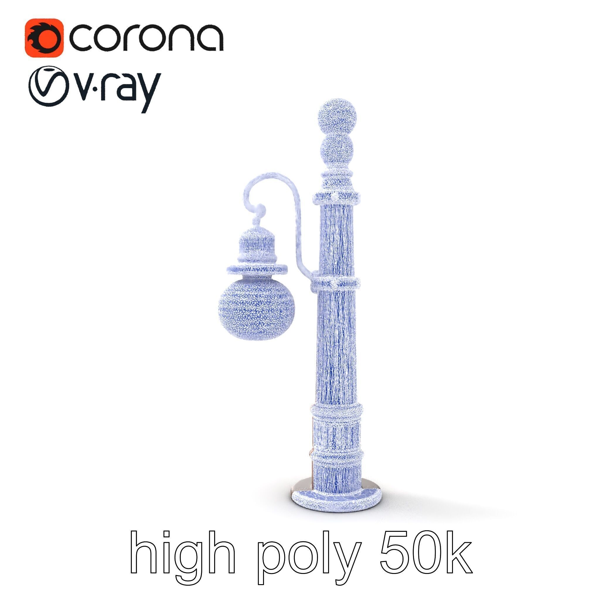Early 20th-Century Lamppost Wooden Pillar Model Pack Low-poly 3D model_62