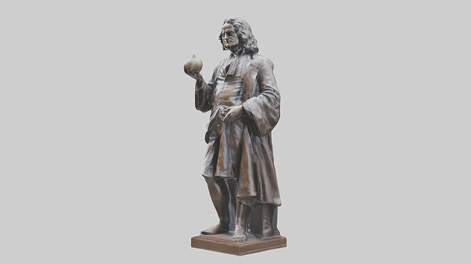 Isaac Newton statue model Low-poly 3D model