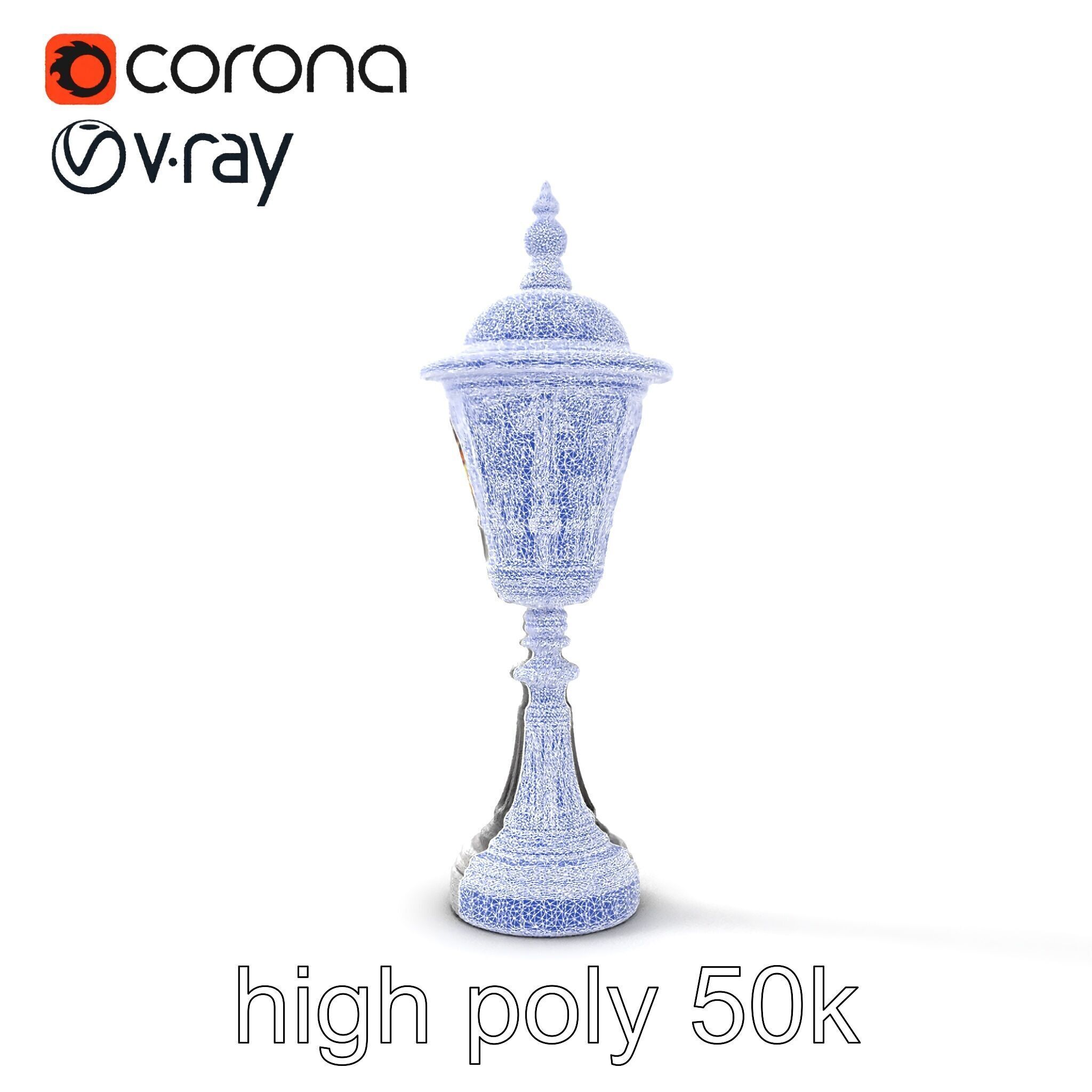 Victorian Lantern Post with Engraved Glass model pack Low-poly 3D model_16