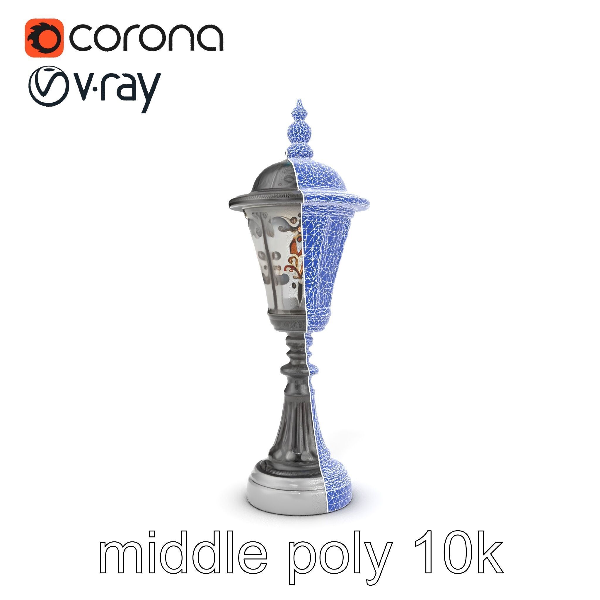 Victorian Lantern Post with Engraved Glass model pack Low-poly 3D model_31