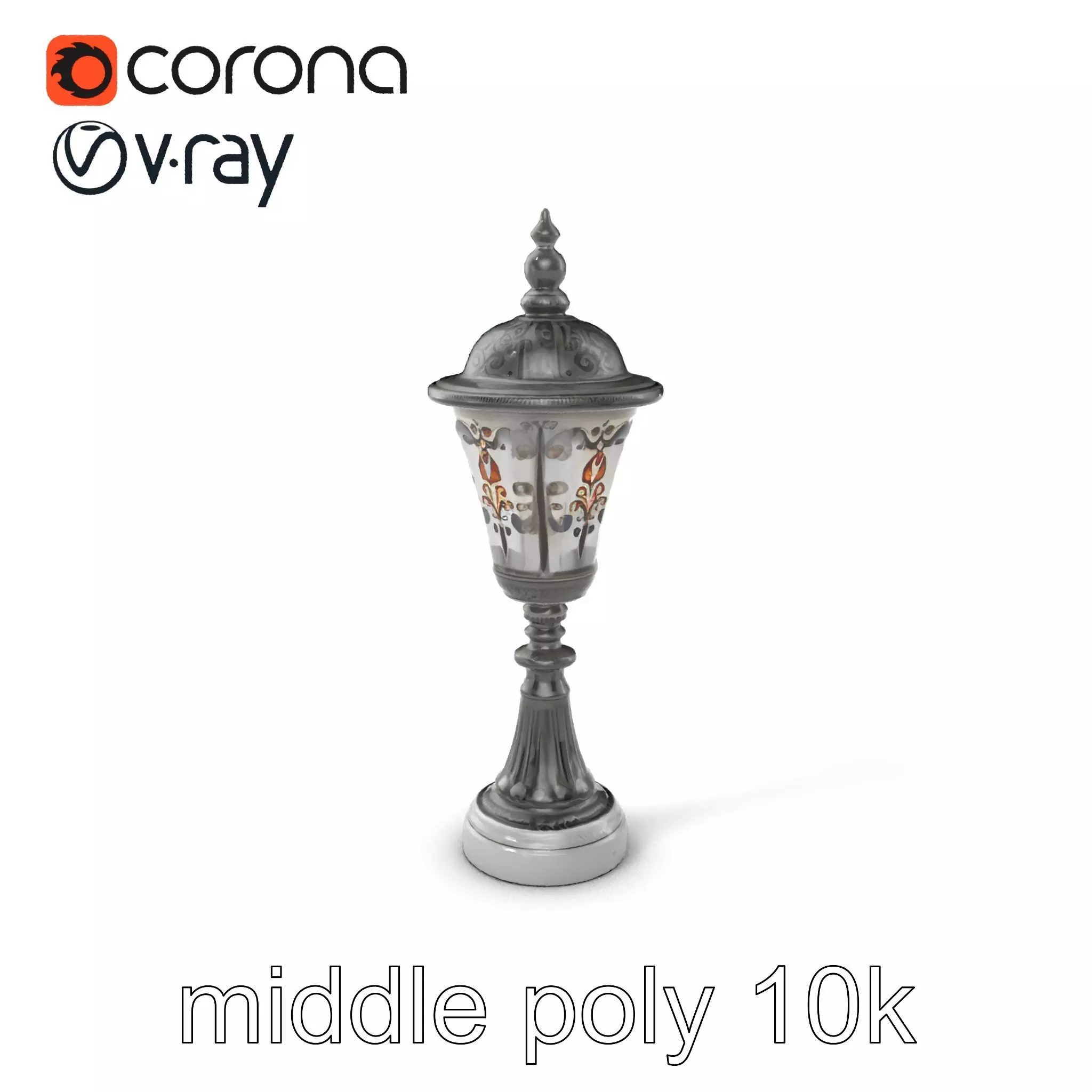 Victorian Lantern Post with Engraved Glass model pack Low-poly 3D model_0