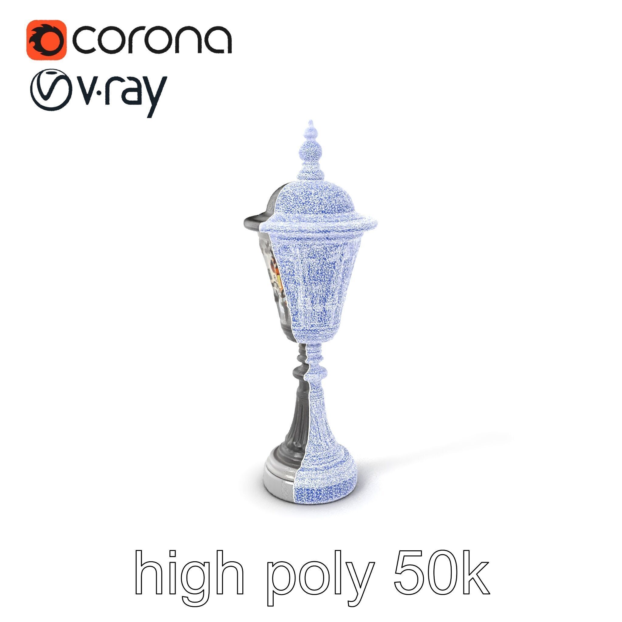 Victorian Lantern Post with Engraved Glass model pack Low-poly 3D model_10