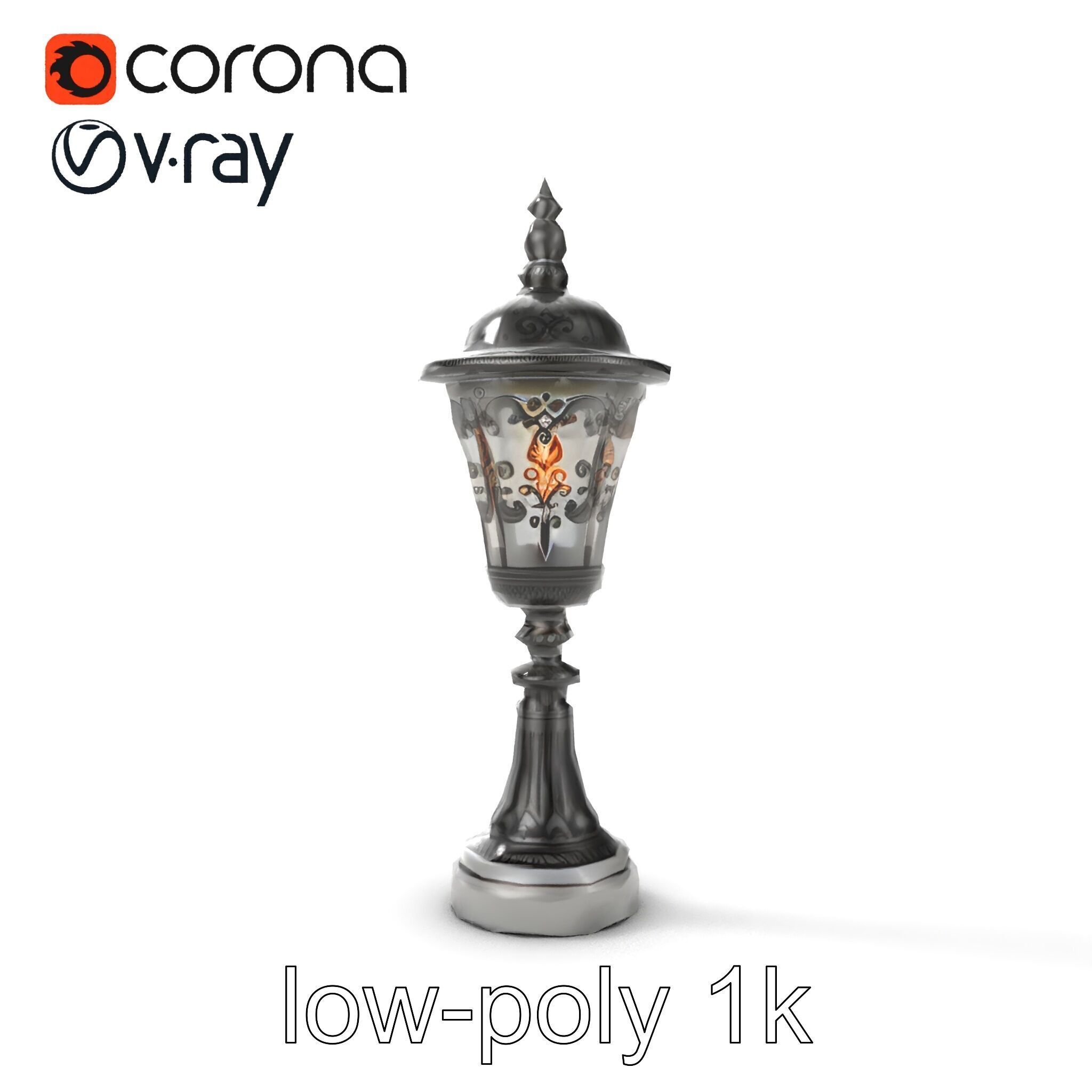 Victorian Lantern Post with Engraved Glass model pack Low-poly 3D model_23