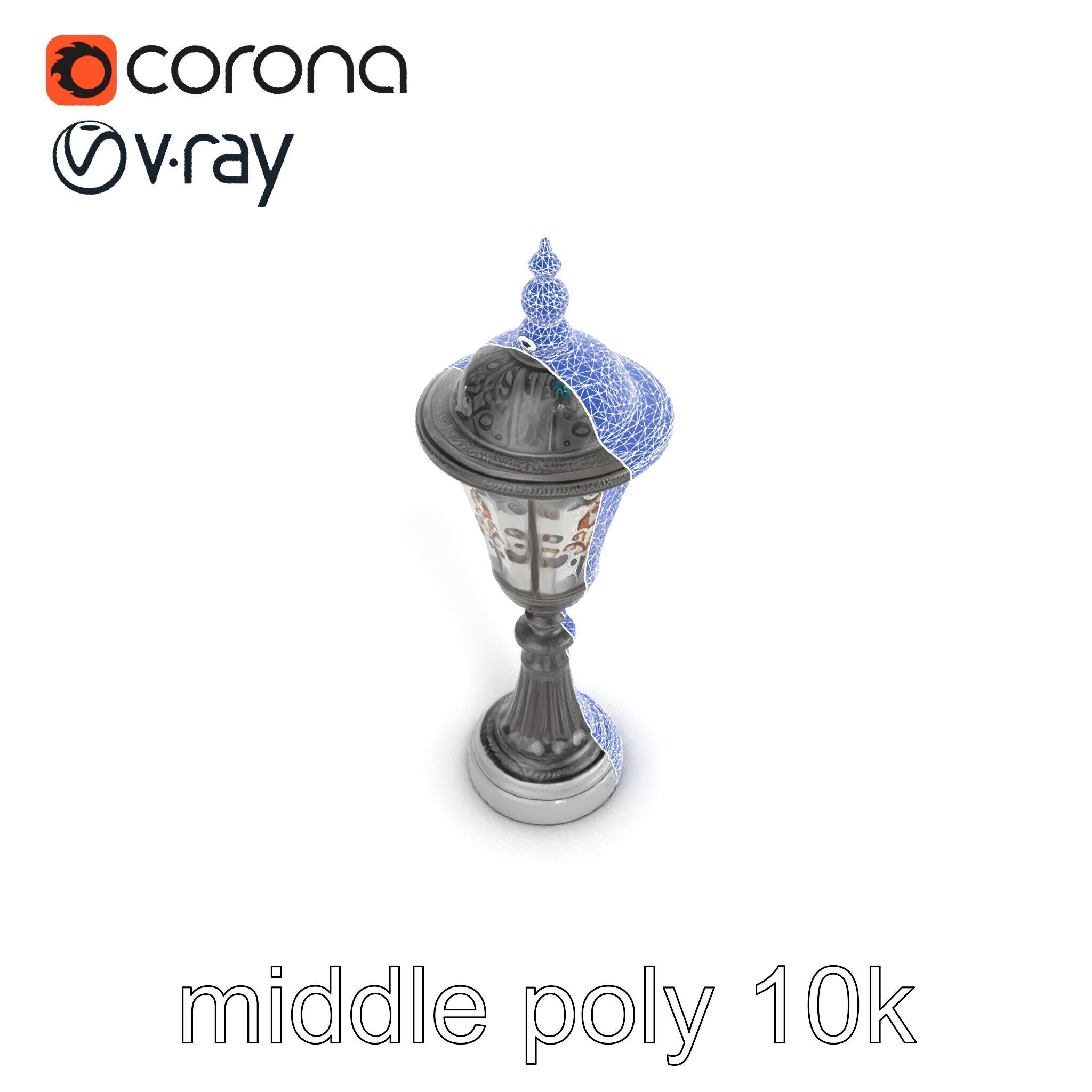 Victorian Lantern Post with Engraved Glass model pack Low-poly 3D model_12