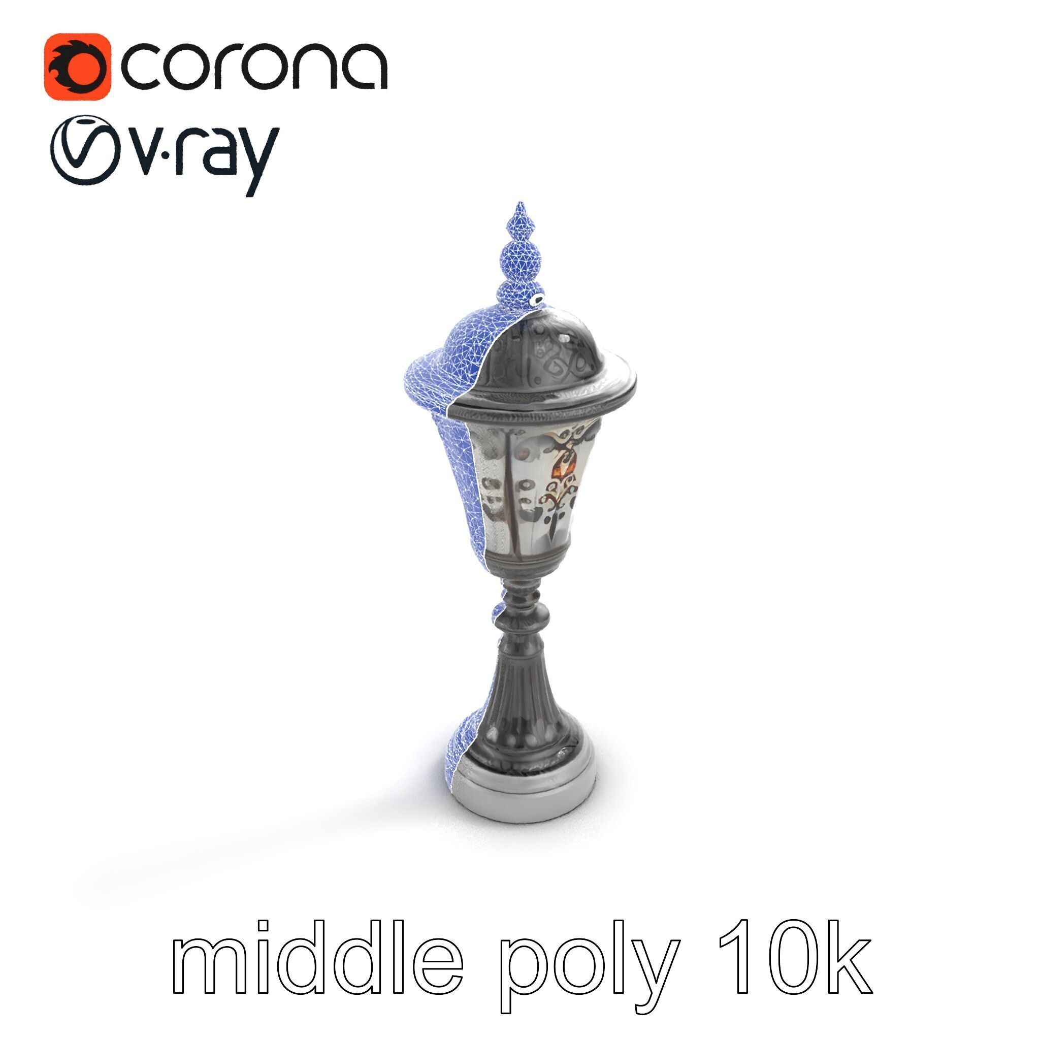 Victorian Lantern Post with Engraved Glass model pack Low-poly 3D model_24