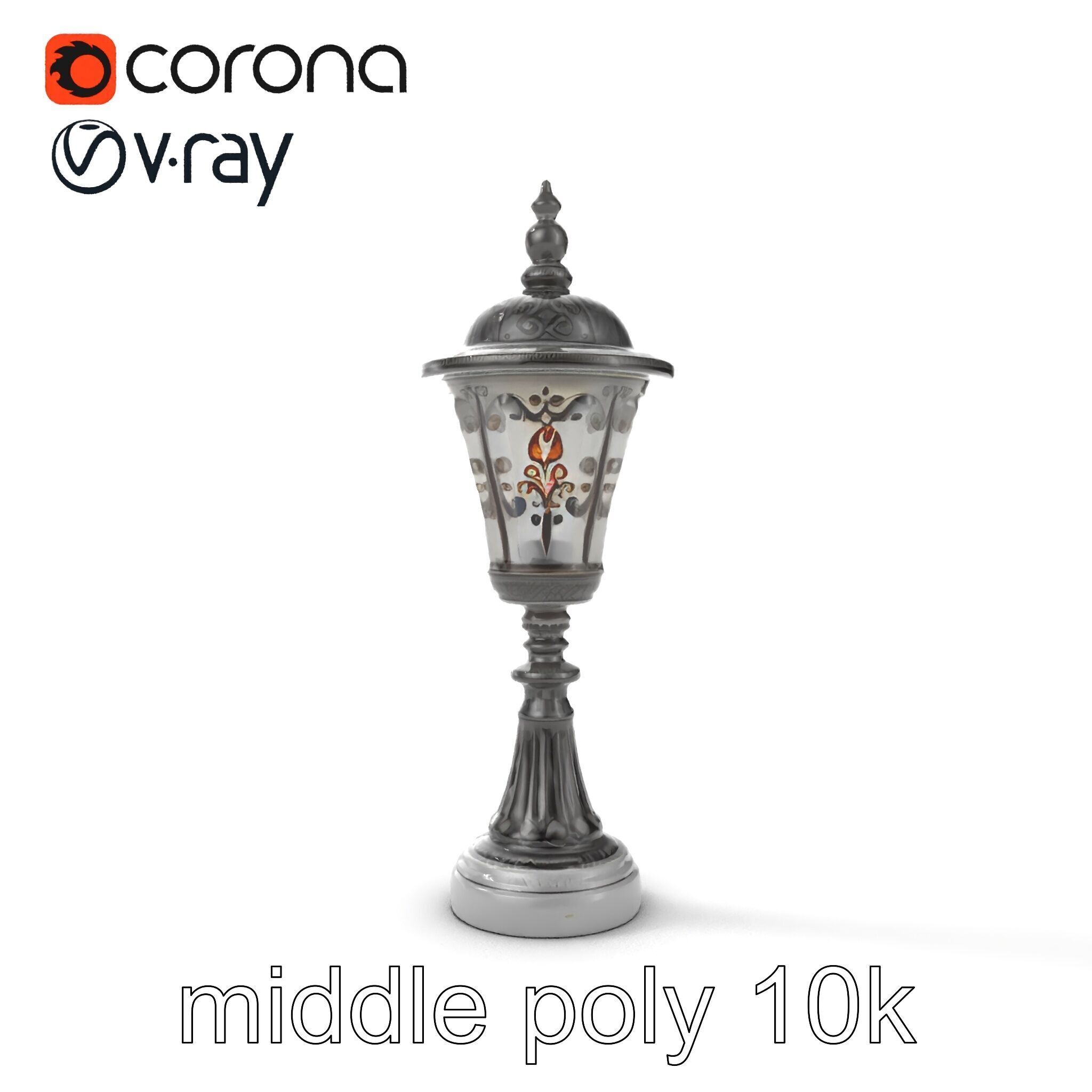 Victorian Lantern Post with Engraved Glass model pack Low-poly 3D model_29