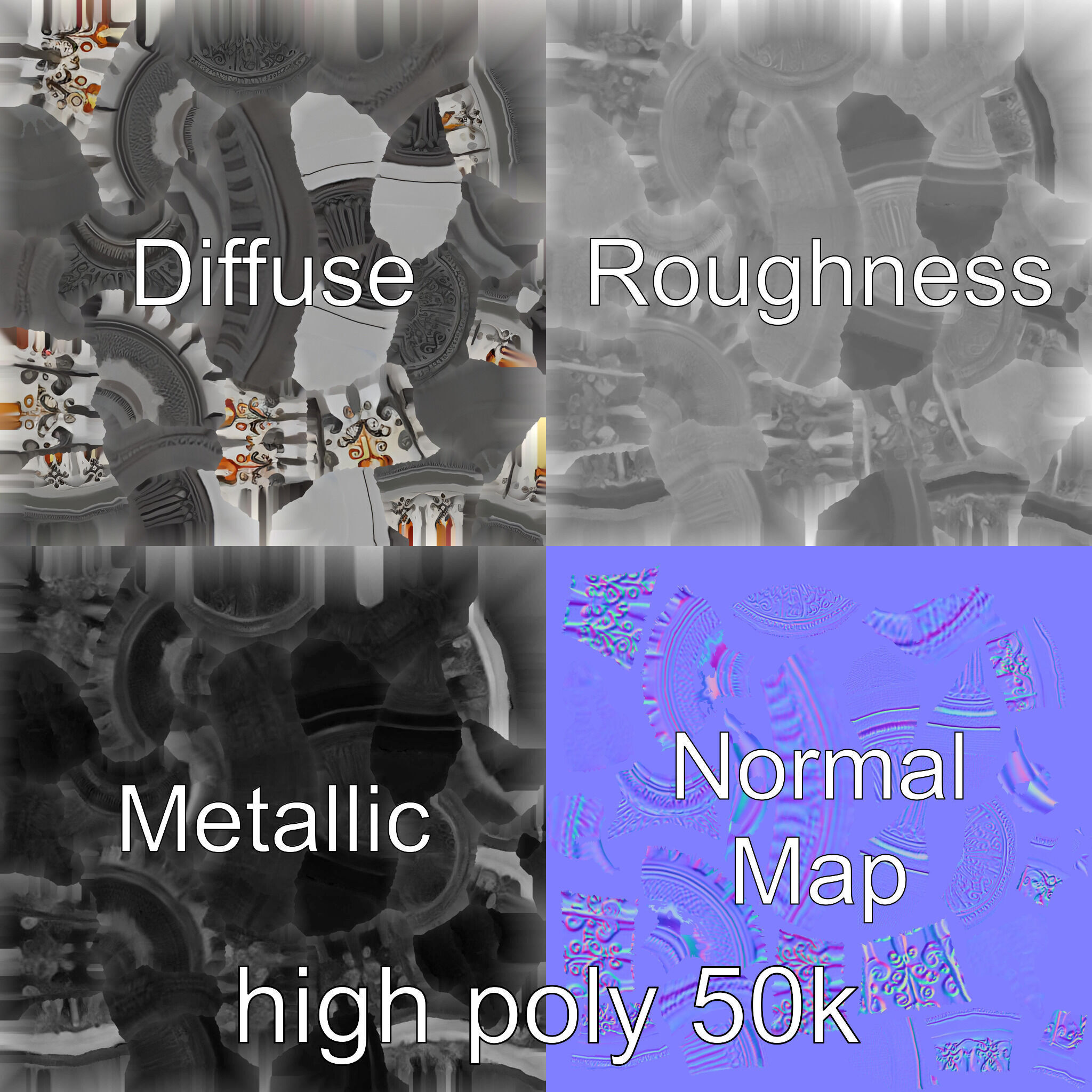 Victorian Lantern Post with Engraved Glass model pack Low-poly 3D model_3