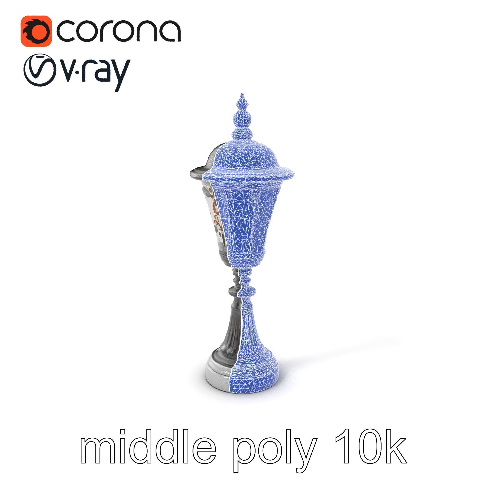 Victorian Lantern Post with Engraved Glass model pack Low-poly 3D model_6