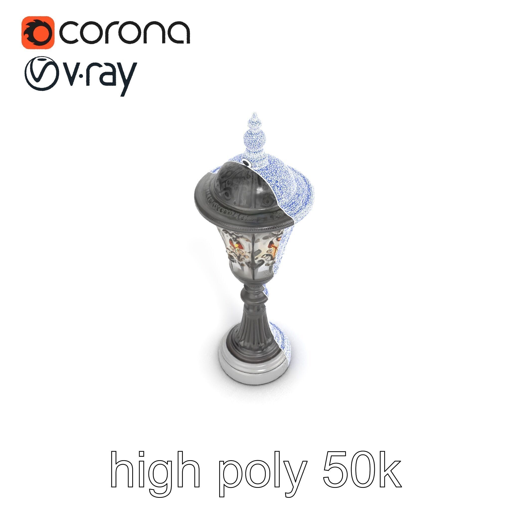 Victorian Lantern Post with Engraved Glass model pack Low-poly 3D model_17