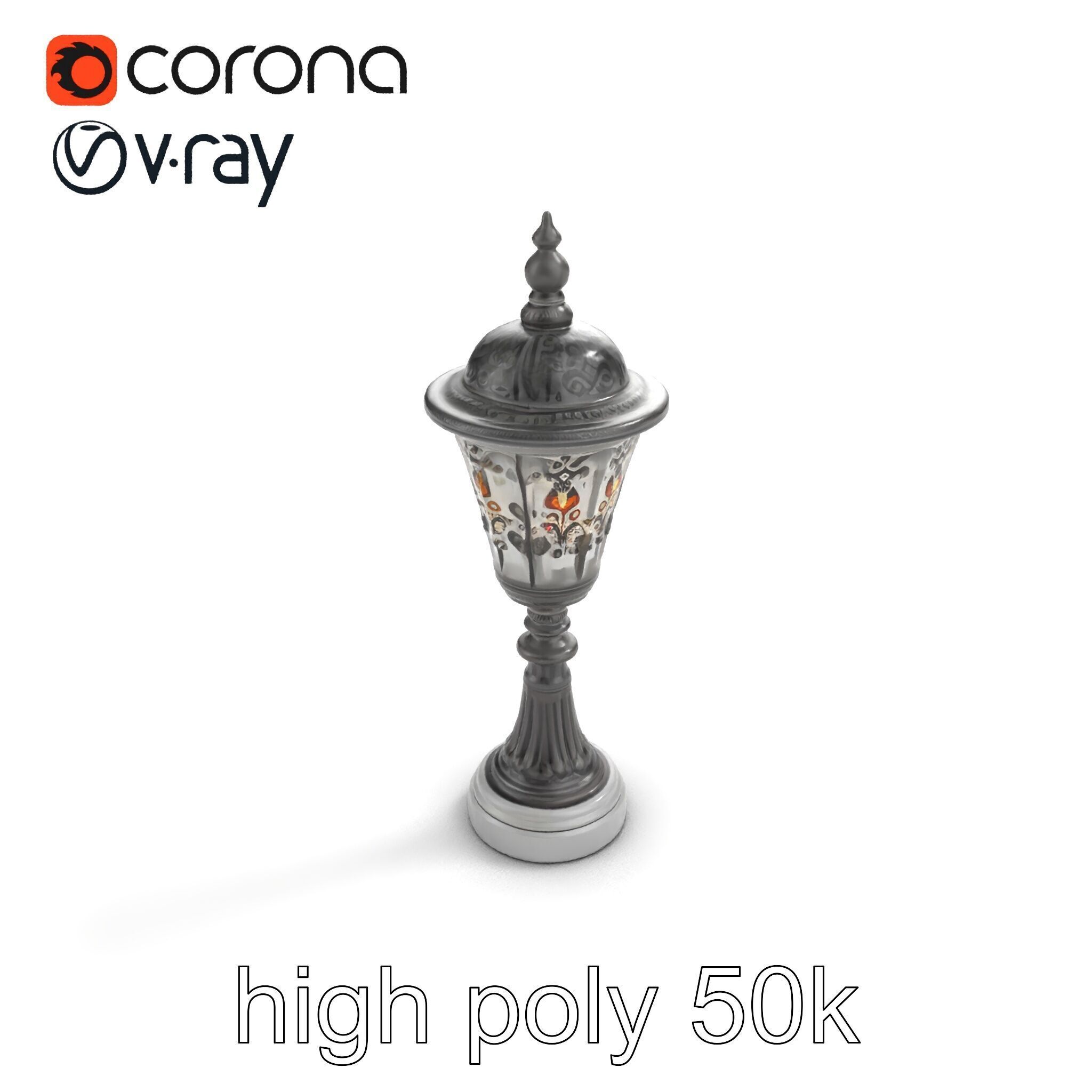 Victorian Lantern Post with Engraved Glass model pack Low-poly 3D model_27