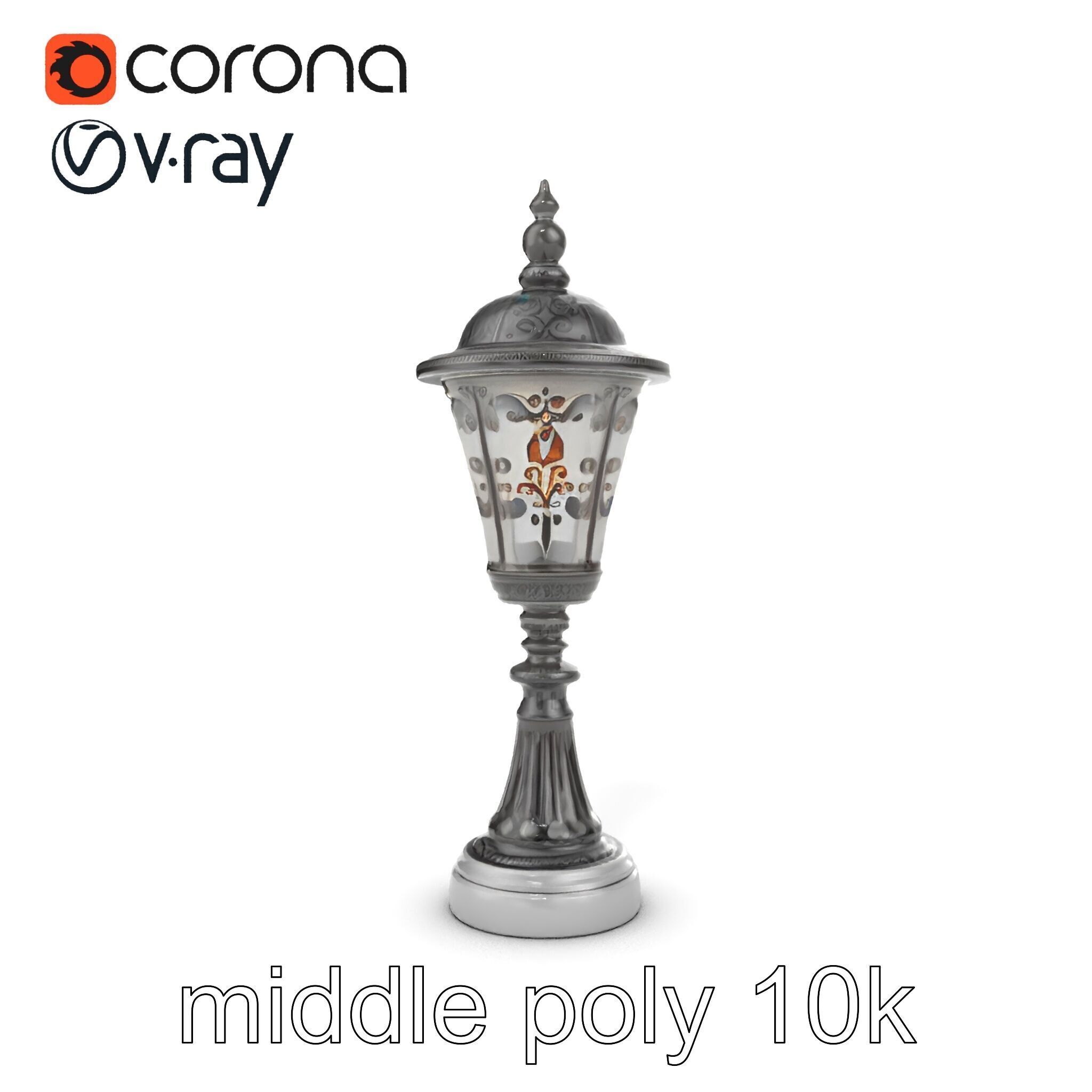 Victorian Lantern Post with Engraved Glass model pack Low-poly 3D model_19
