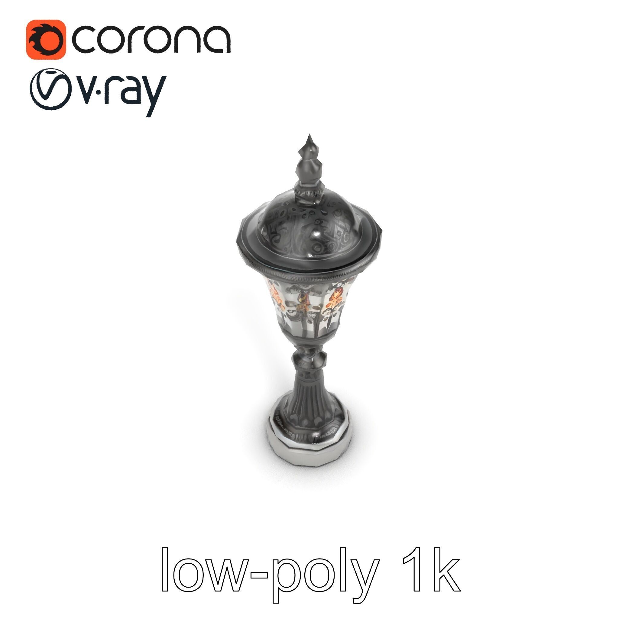 Victorian Lantern Post with Engraved Glass model pack Low-poly 3D model_22