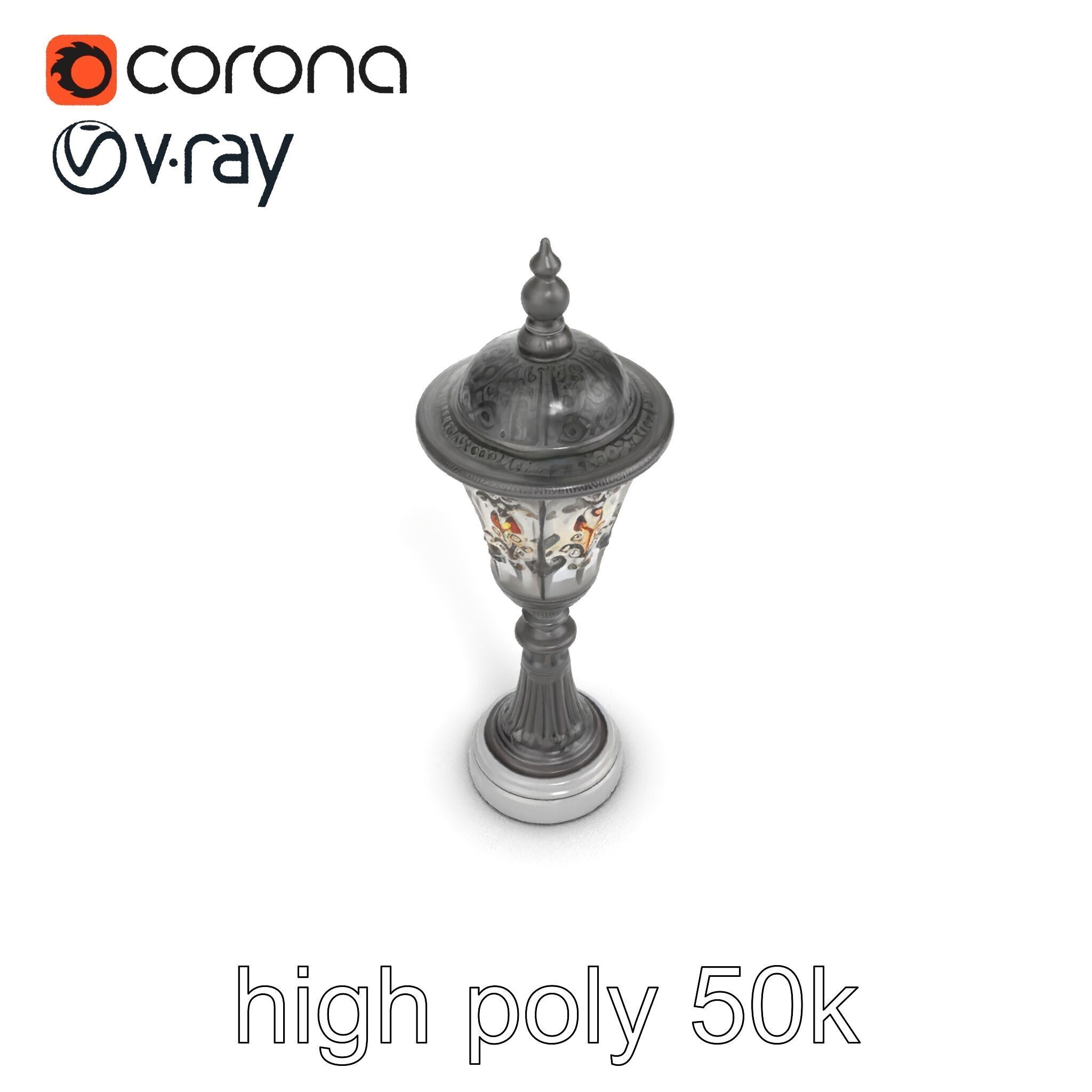 Victorian Lantern Post with Engraved Glass model pack Low-poly 3D model_13