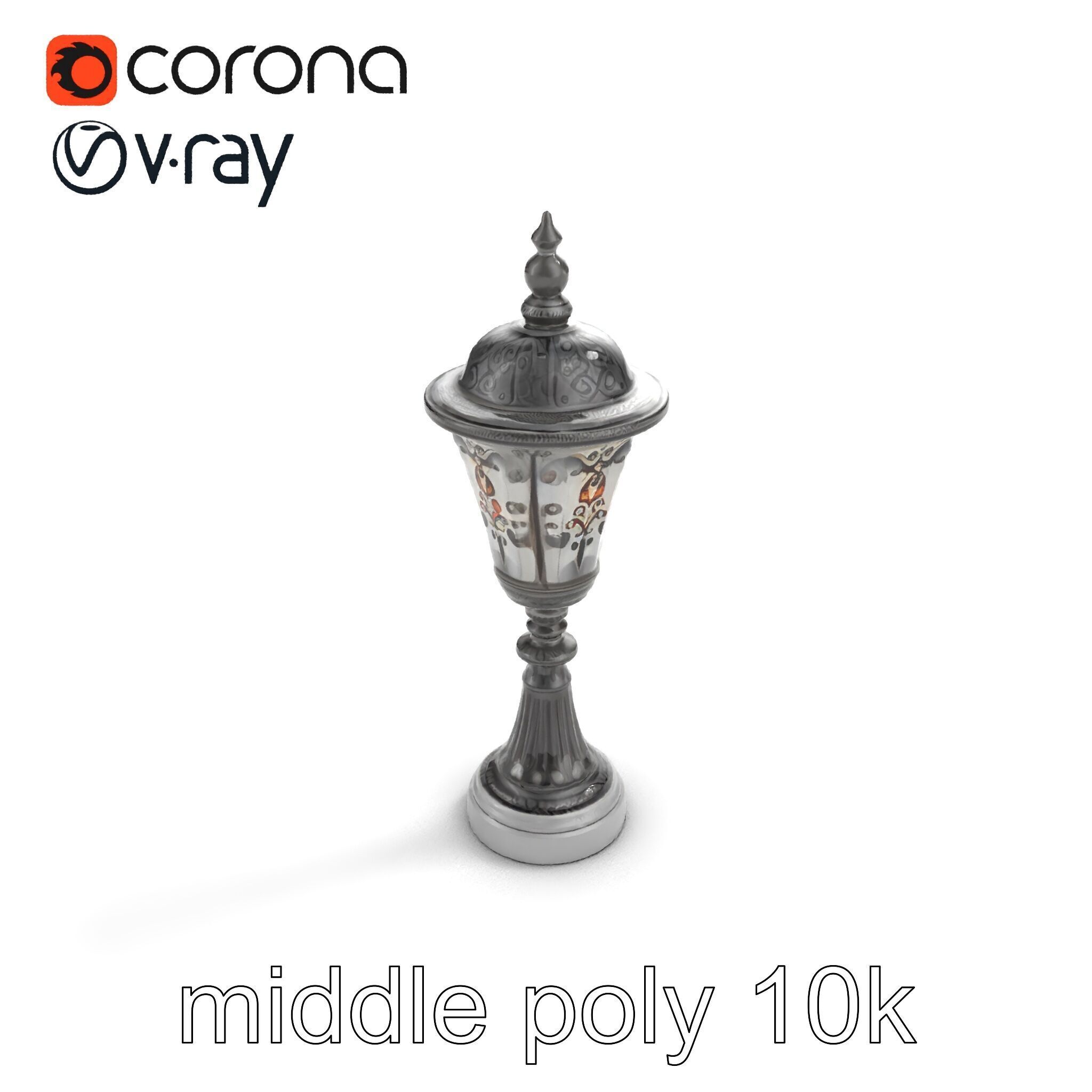Victorian Lantern Post with Engraved Glass model pack Low-poly 3D model_8