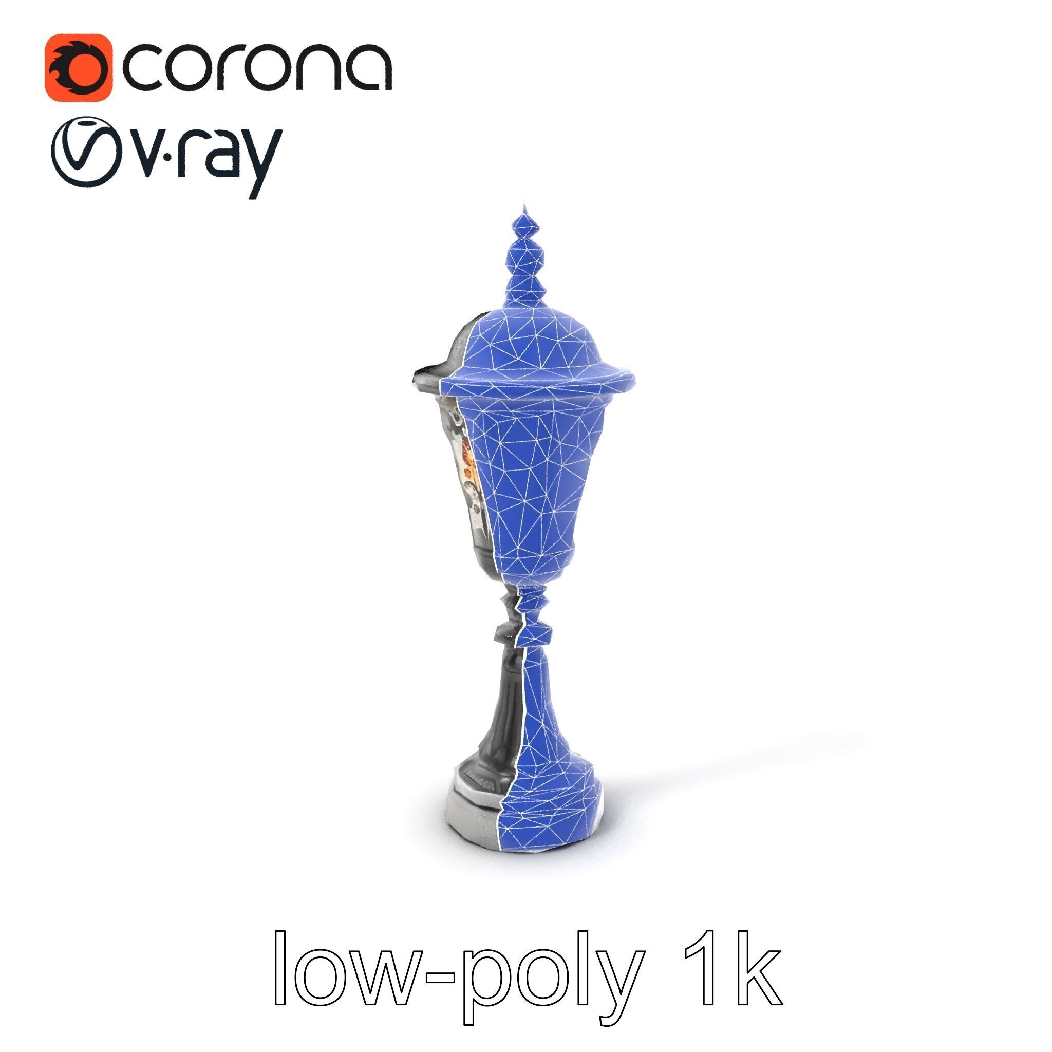 Victorian Lantern Post with Engraved Glass model pack Low-poly 3D model_7