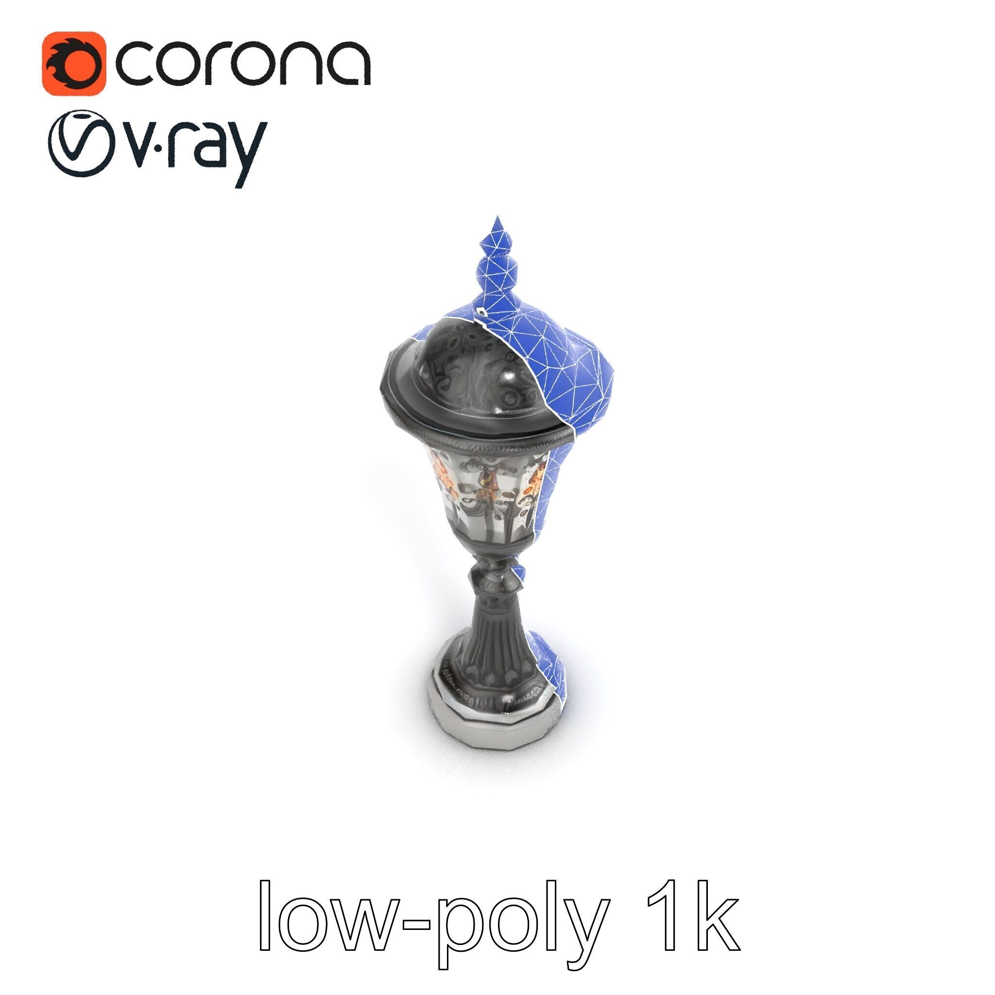 Victorian Lantern Post with Engraved Glass model pack Low-poly 3D model_20
