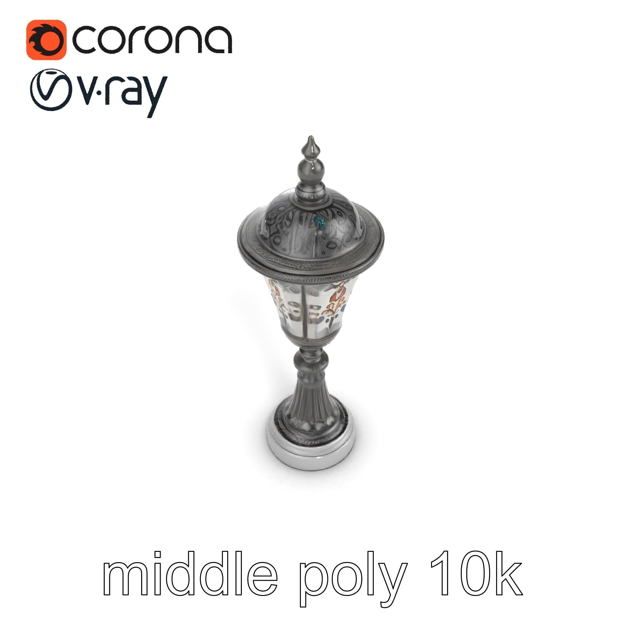 Victorian Lantern Post with Engraved Glass model pack Low-poly 3D model_28