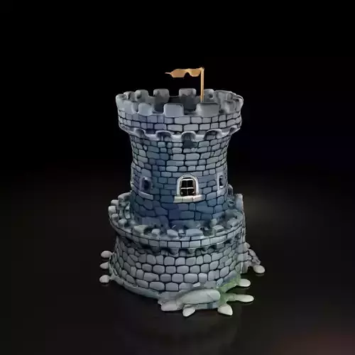 STONE CASTLE TOWER PBR 3D MODEL