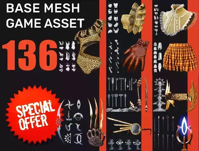 136 Game asset Bundle-High-Quality Assets for 3D Projects 3D Model Collection