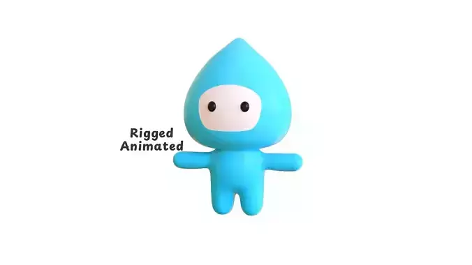 Low-Poly Character001 Water Mascot Animated  Low-poly 3D model