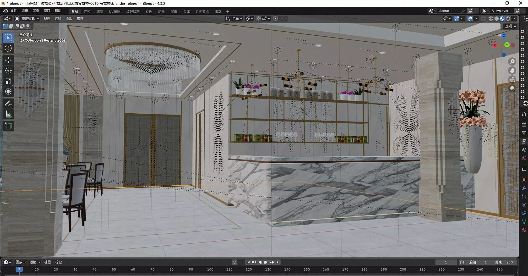 Restaurant and Reception 3D model_4