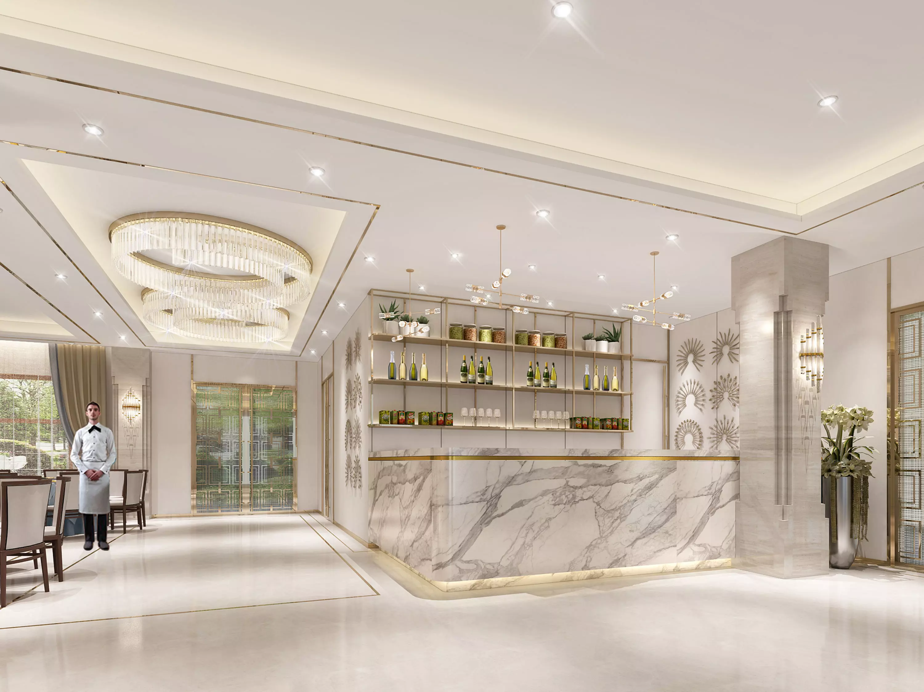 Restaurant and Reception 3D model_0