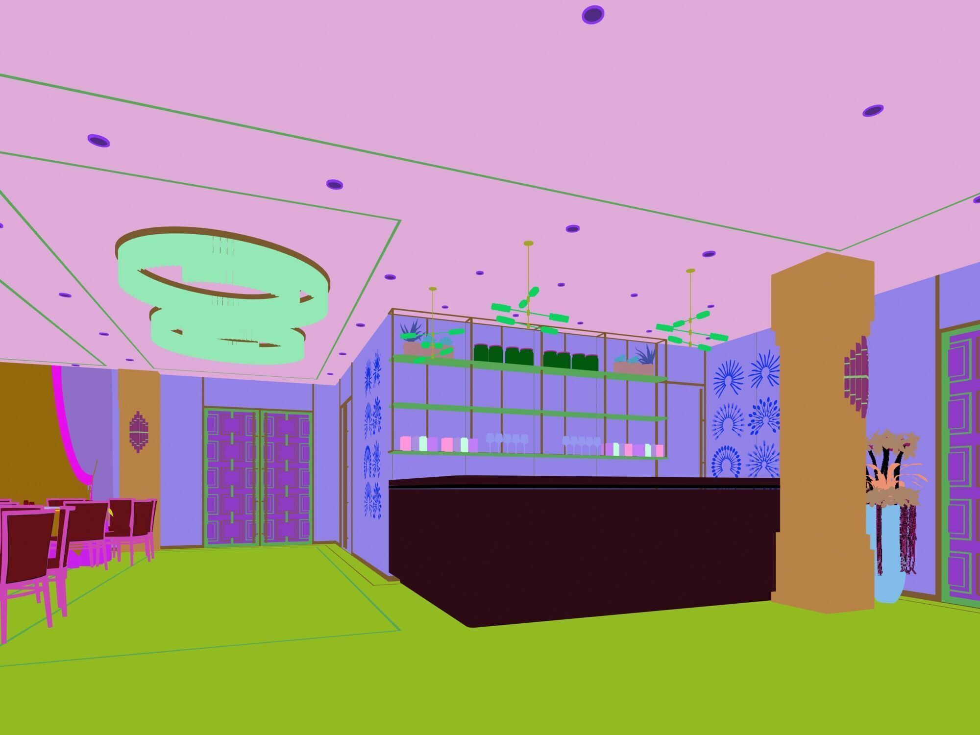 Restaurant and Reception 3D model_10