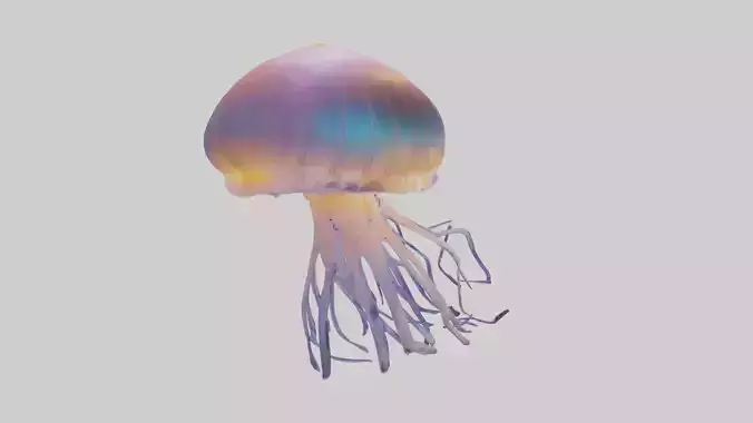 Jellyfish glowing underwater model