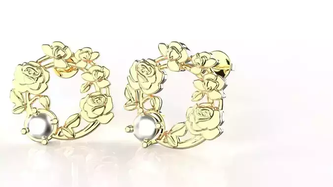 Birthflower Circle Stud Earring June