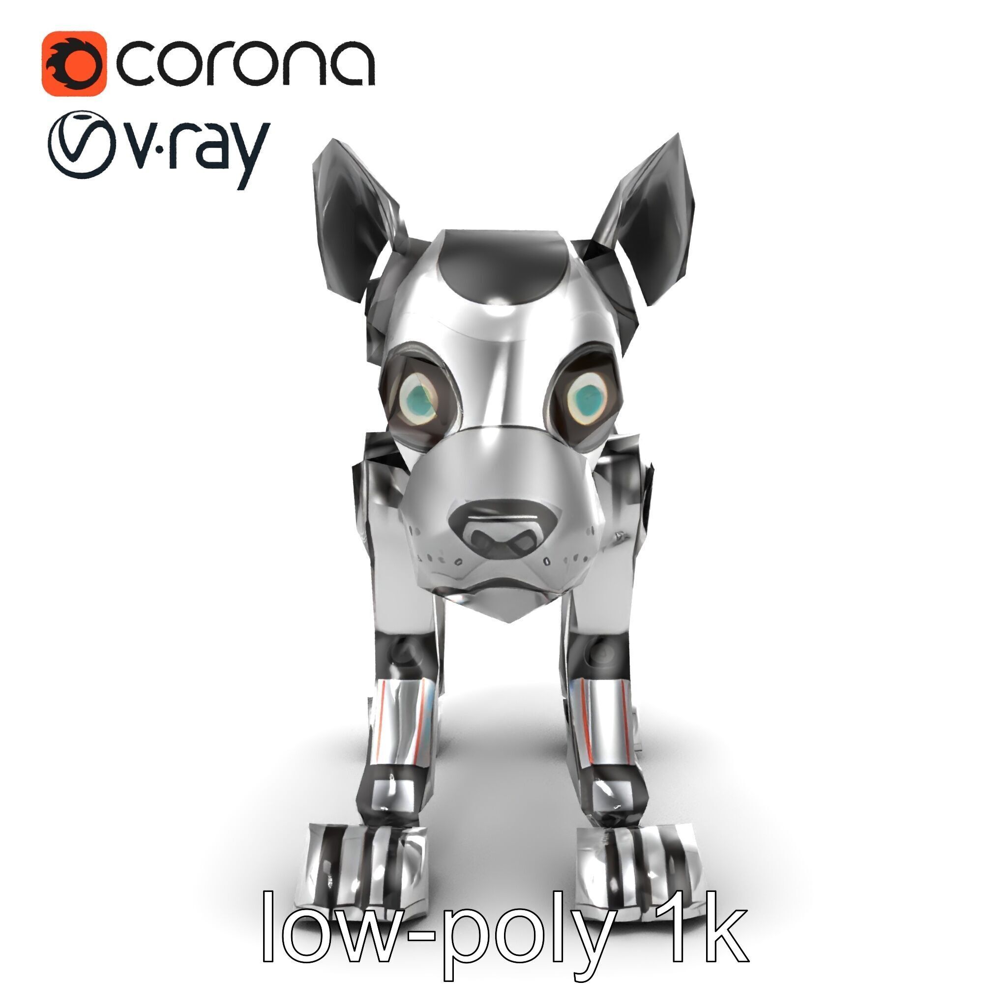 Companion Robot Dog with LED Face Panel model pack Low-poly 3D model_15