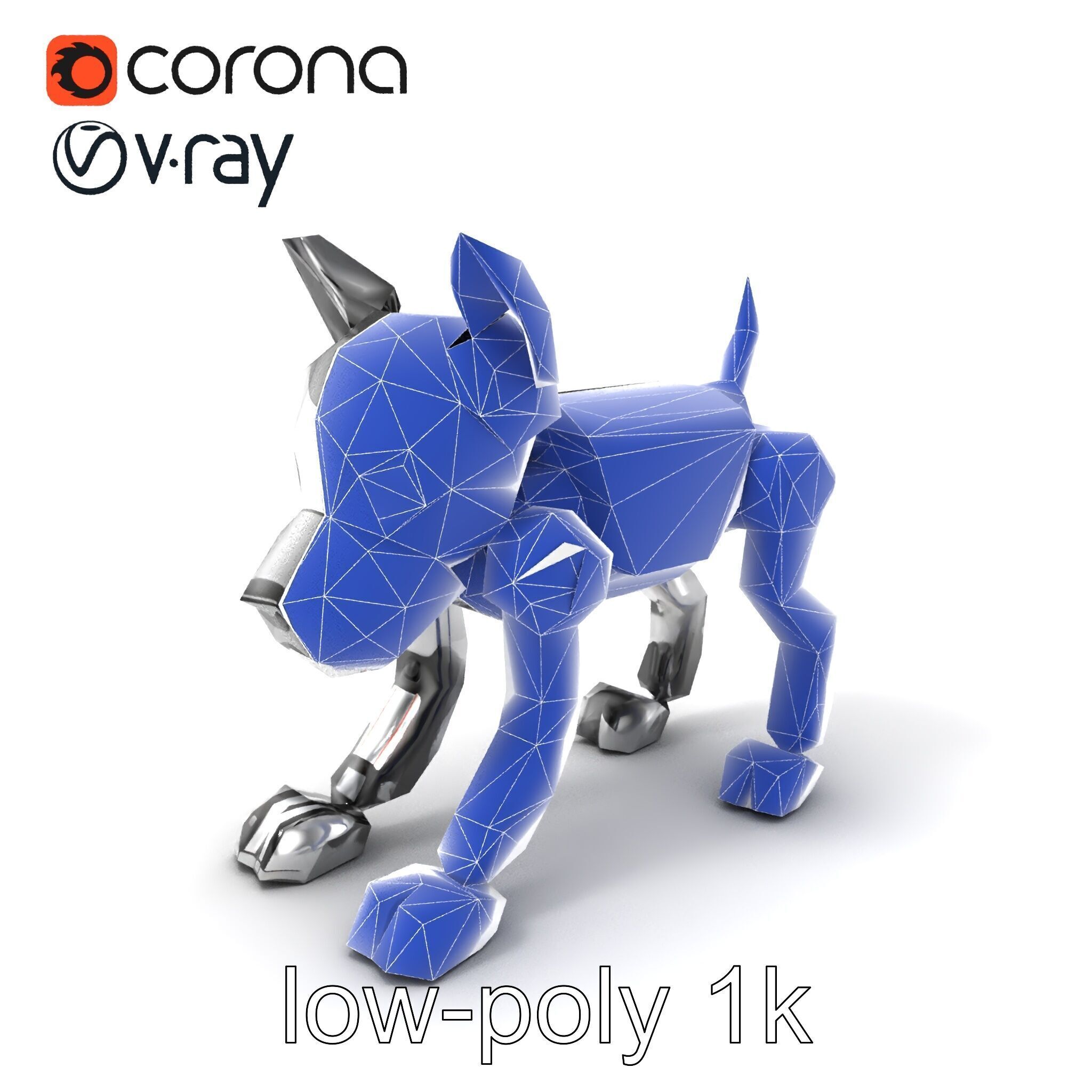 Companion Robot Dog with LED Face Panel model pack Low-poly 3D model_7