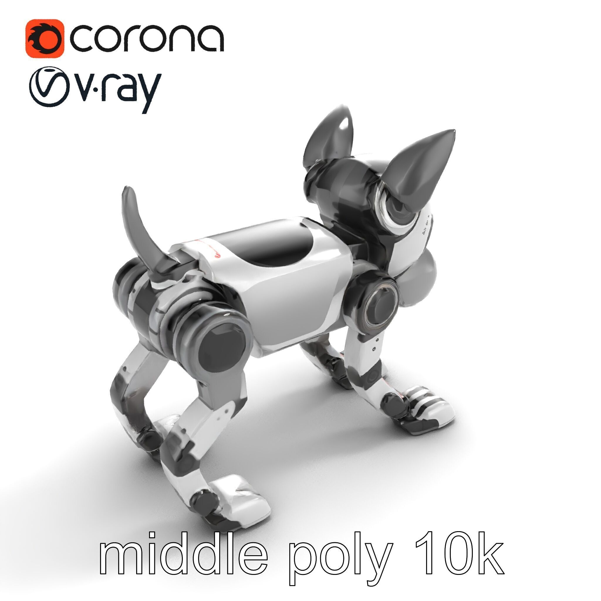 Companion Robot Dog with LED Face Panel model pack Low-poly 3D model_8
