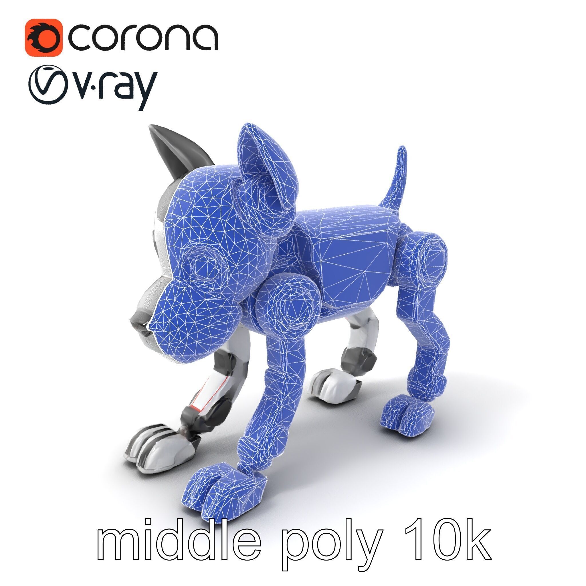 Companion Robot Dog with LED Face Panel model pack Low-poly 3D model_6