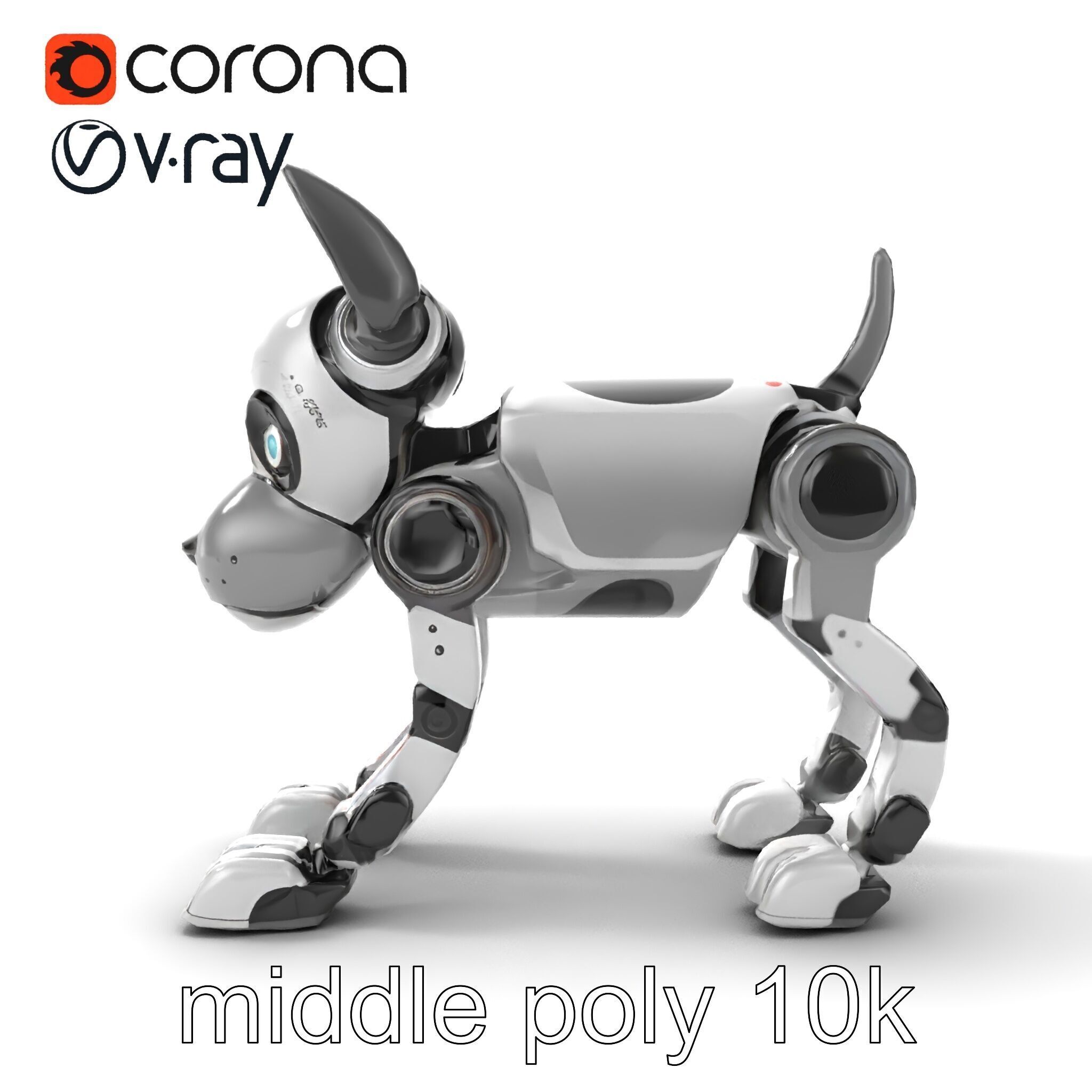 Companion Robot Dog with LED Face Panel model pack Low-poly 3D model_14