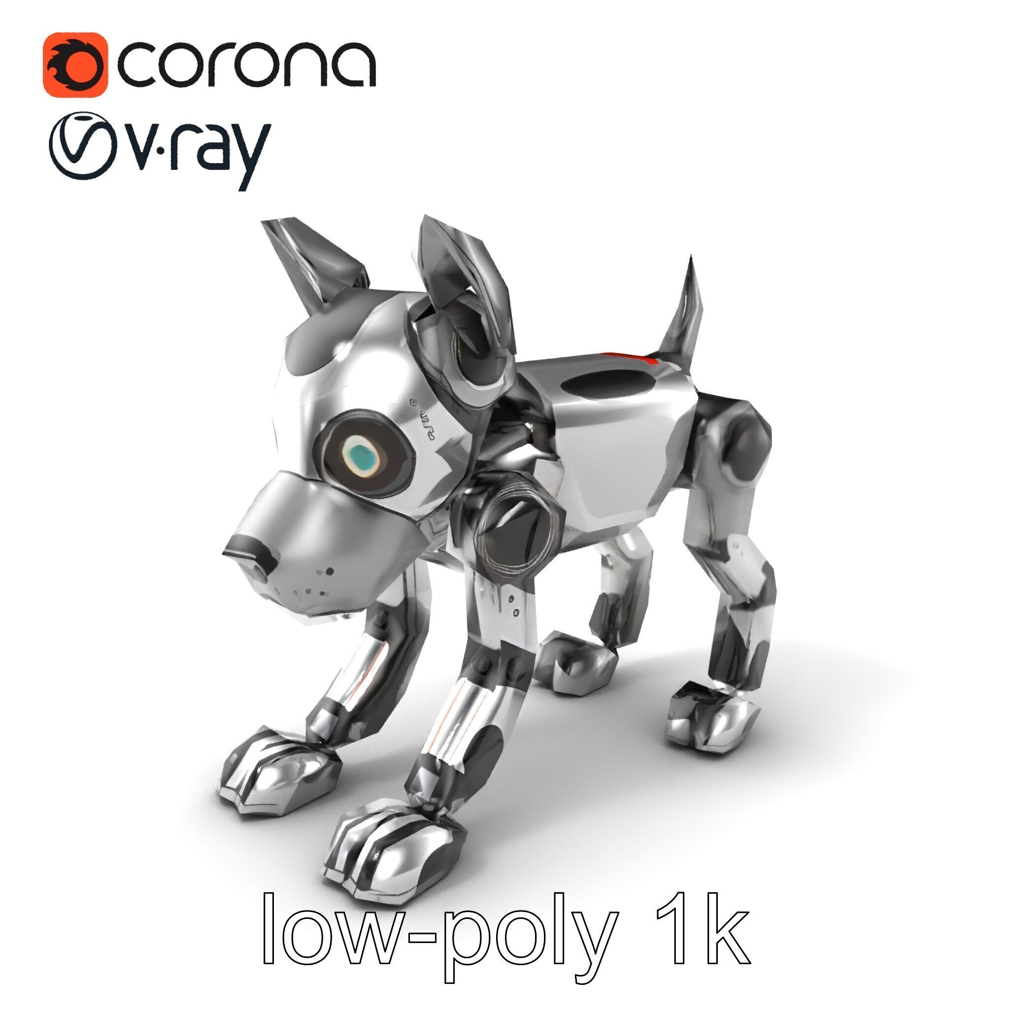Companion Robot Dog with LED Face Panel model pack Low-poly 3D model_5