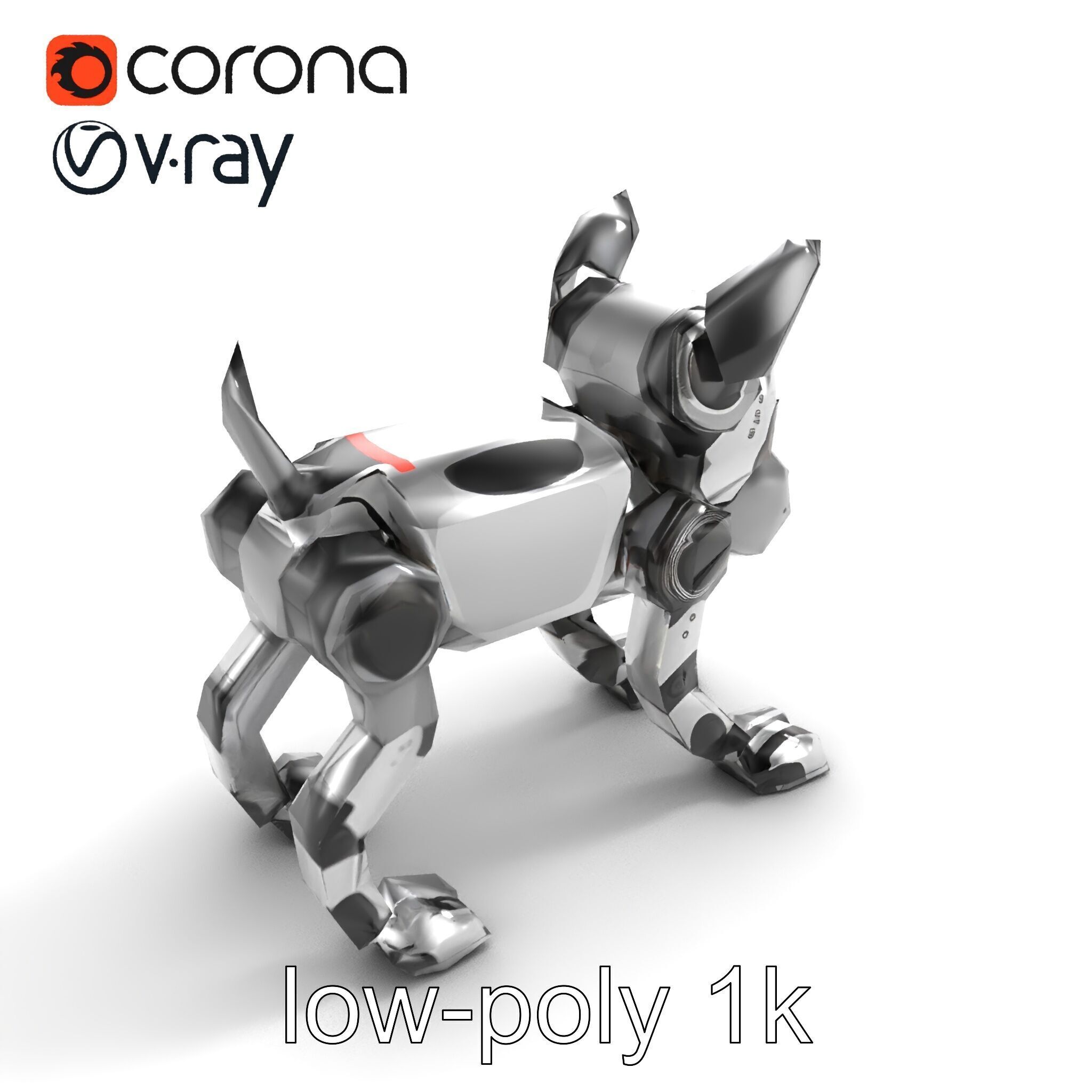 Companion Robot Dog with LED Face Panel model pack Low-poly 3D model_9